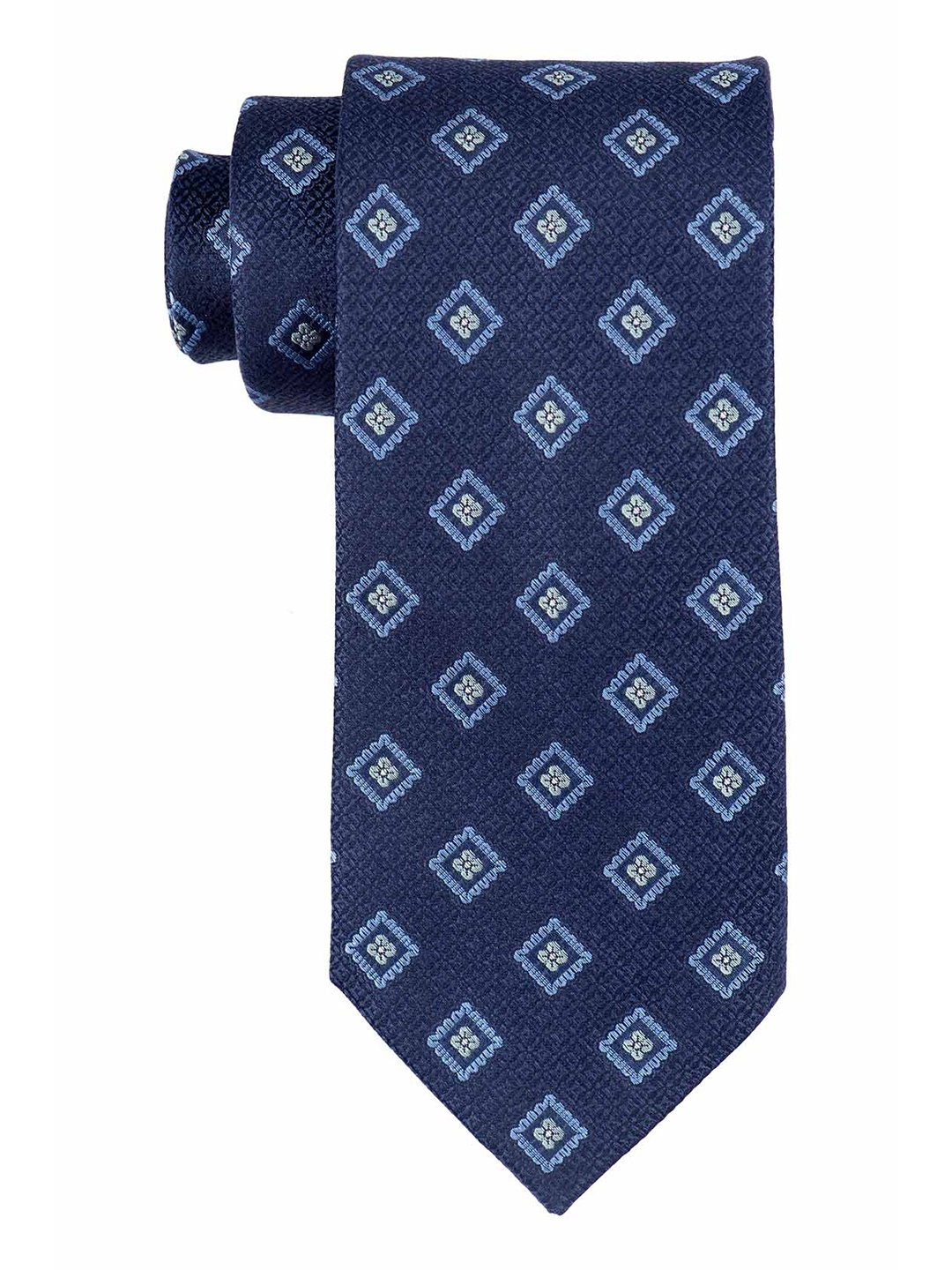 

The Tie Hub Men Navy Blue Ethnic Motifs Printed Pure Silk Skinny Tie