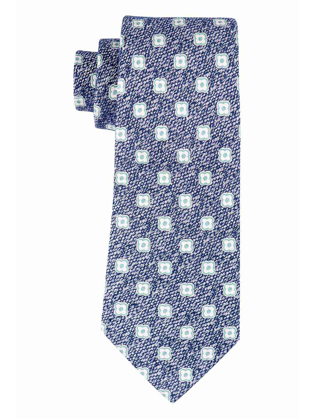 

The Tie Hub Men Blue & White Printed 100% Silk Skinny Tie