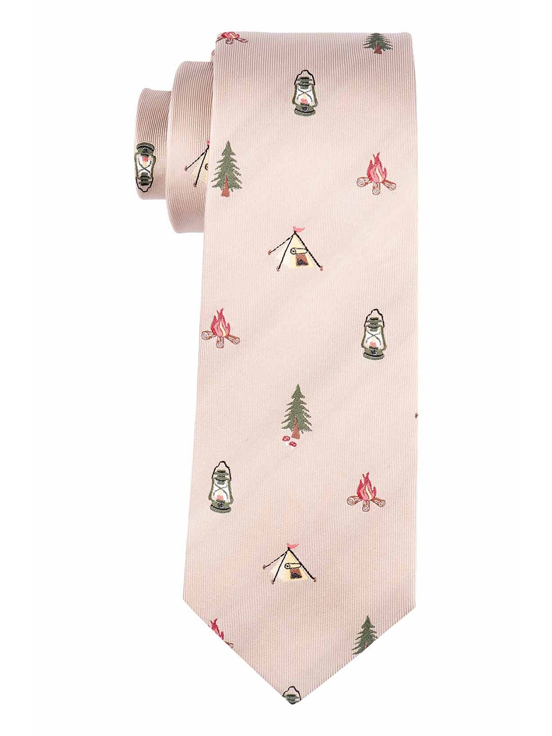 

The Tie Hub Men Cream-Coloured & Green Woven Design Pure Silk Skinny Tie