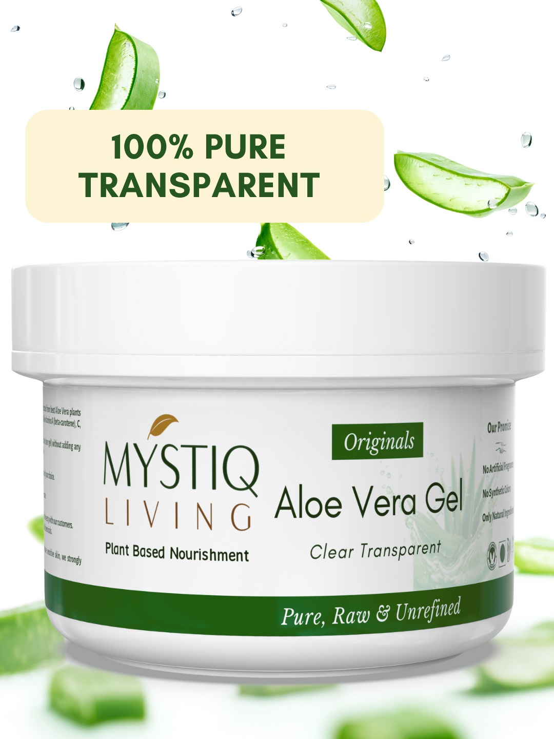 

MYSTIQ LIVING Pure Aloe Vera Hydrating Face Gel for Skin & Hair - 220 g, Transparent