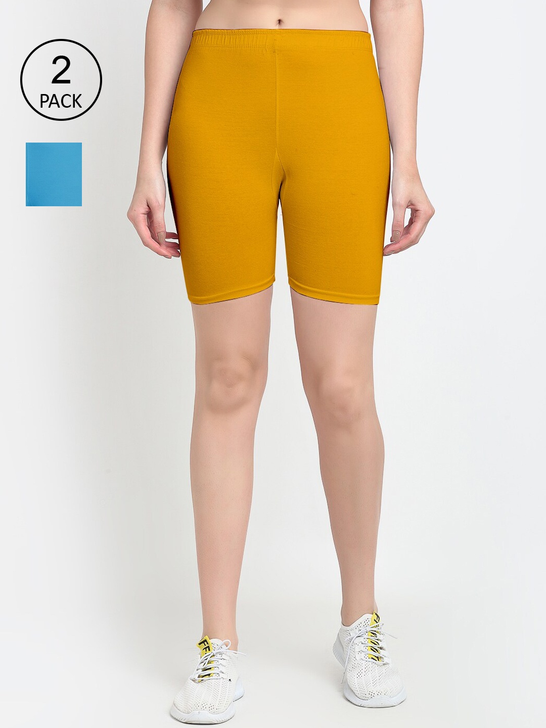 

GRACIT Set Of 2 Women Blue Biker Shorts