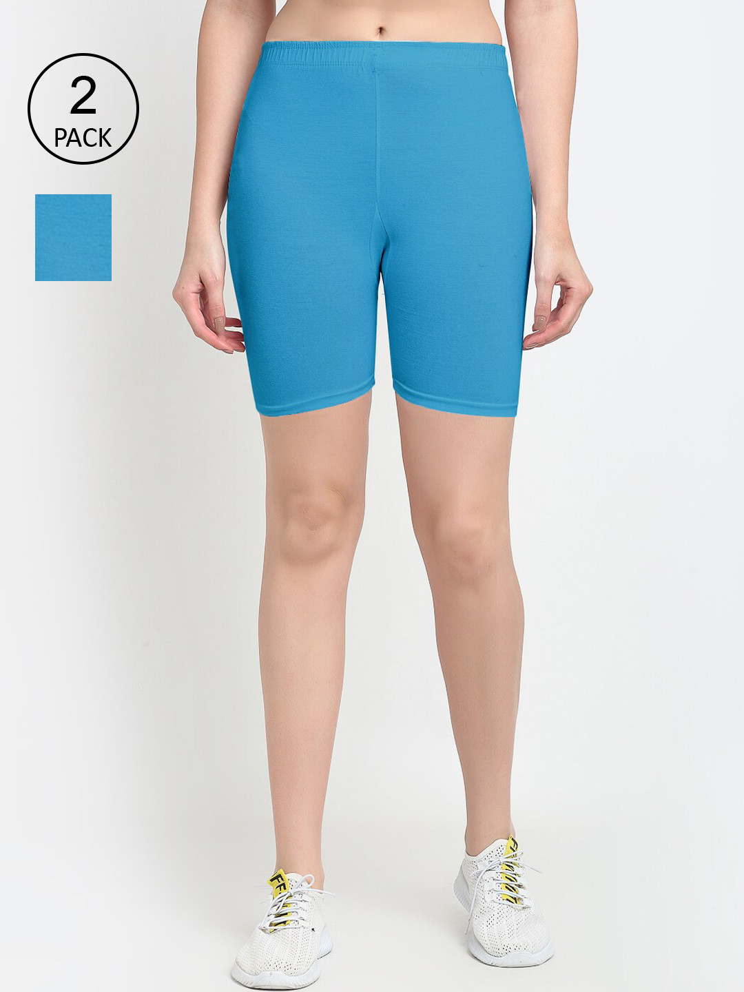 

GRACIT Women Pack of 2 Blue Biker Shorts