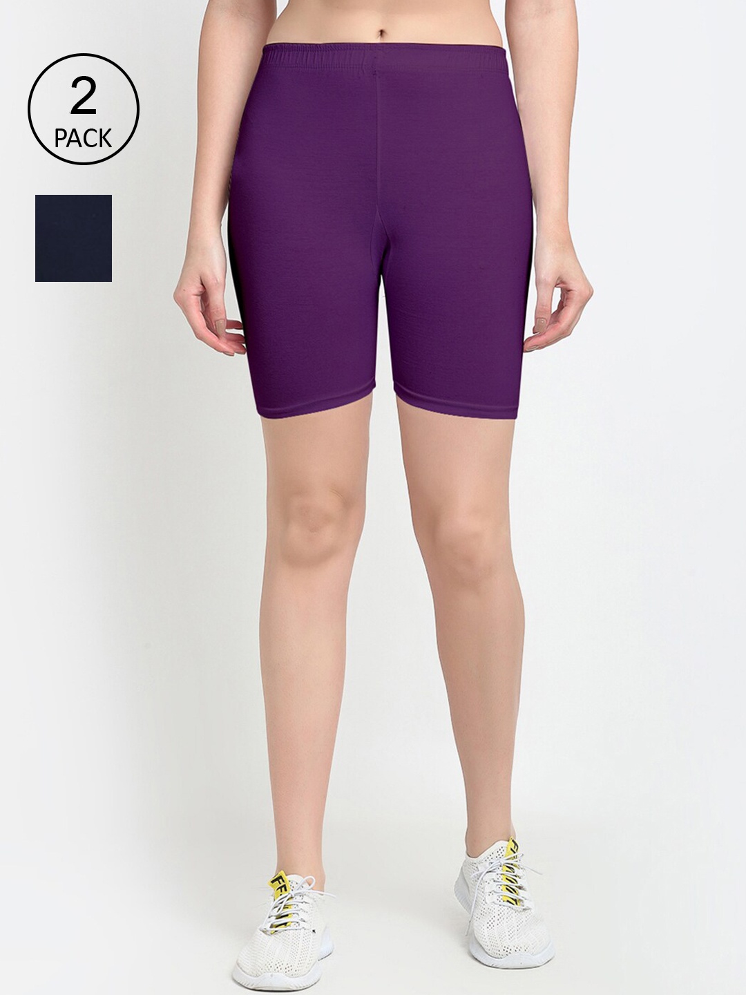 

GRACIT Set of 2 Women Purple Biker Shorts