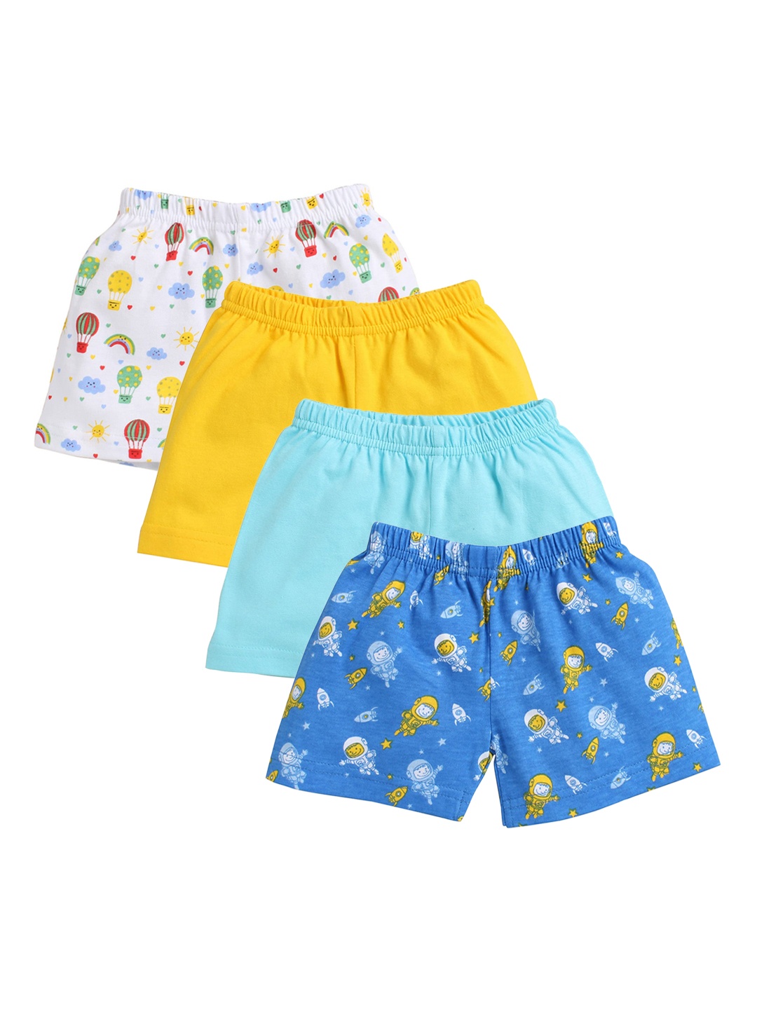 

BUMZEE Boys Pack Of 4 Blue & Yellow Printed Shorts