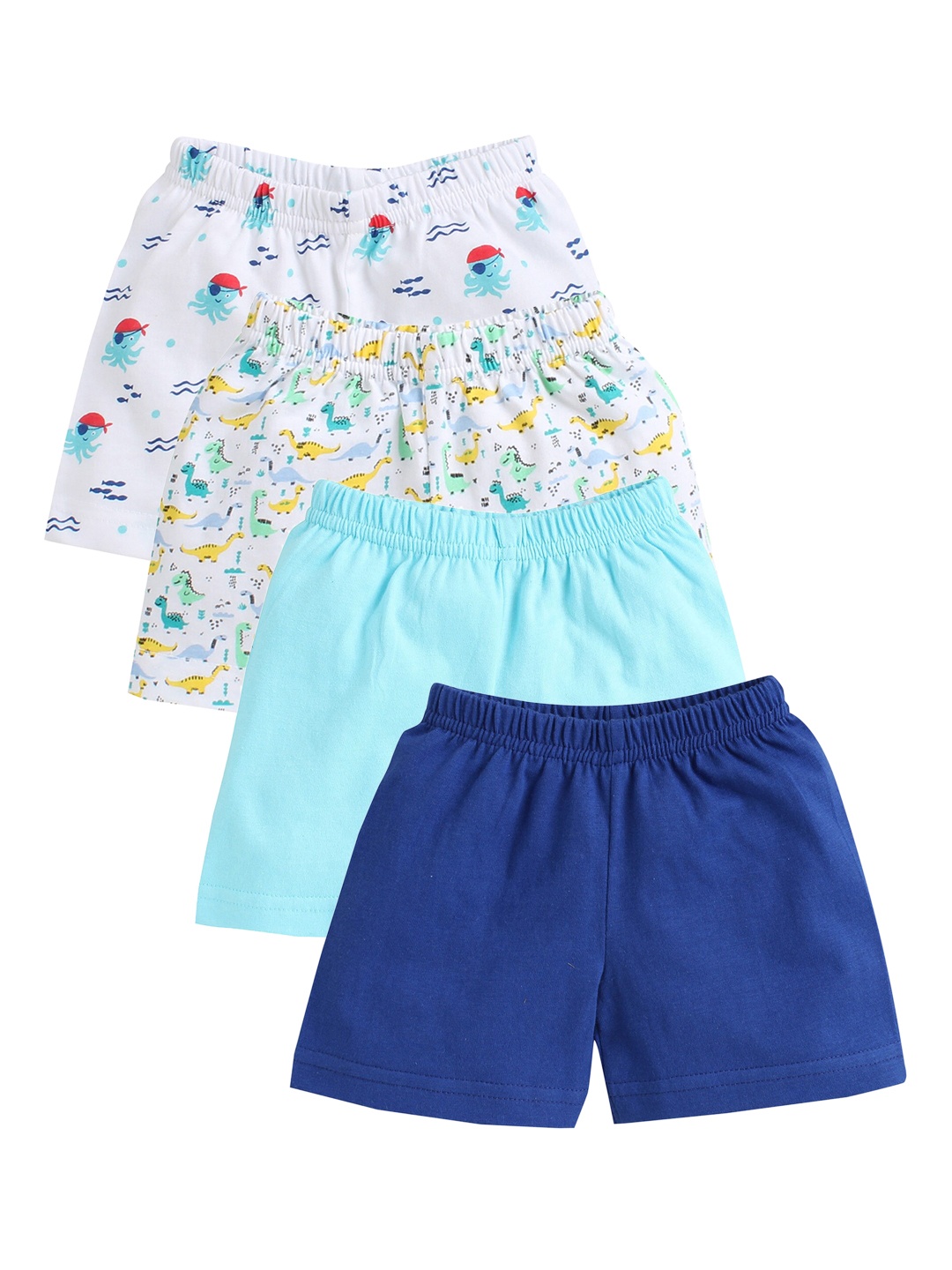 

BUMZEE Boys Pack of 4 Navy Blue Cotton Conversational Printed Shorts