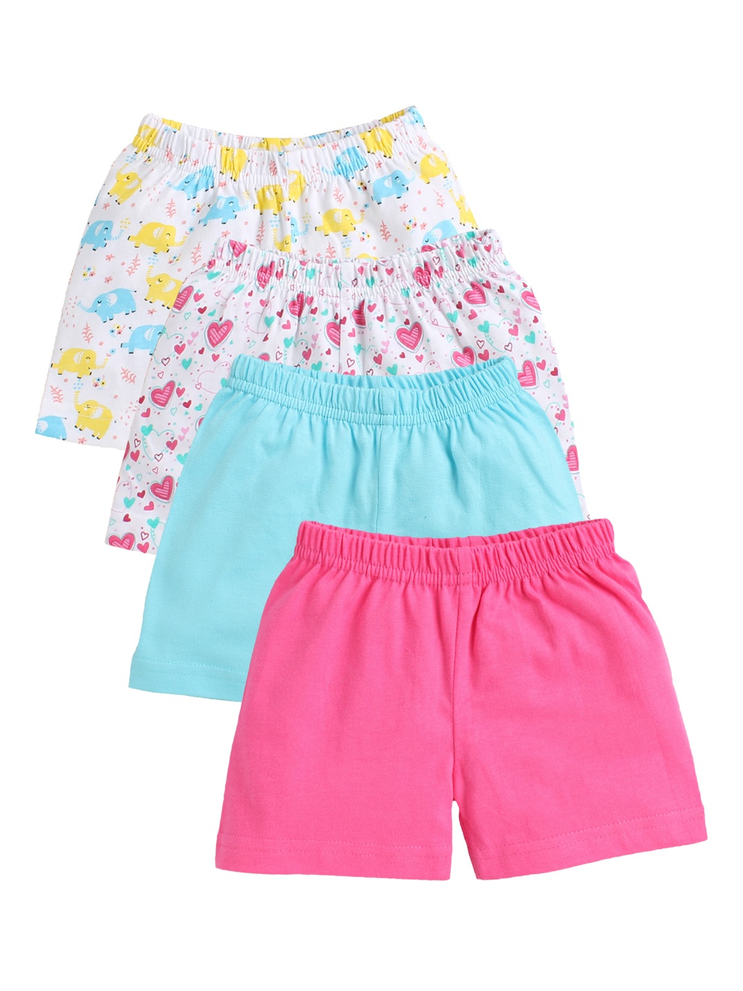 

BUMZEE Girls Pack Of 4 Floral Printed Cotton Shorts, Pink