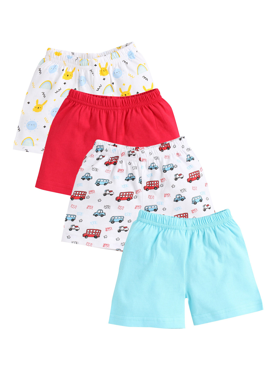 

BUMZEE Boys Pack Of 4 Printed Shorts, Red