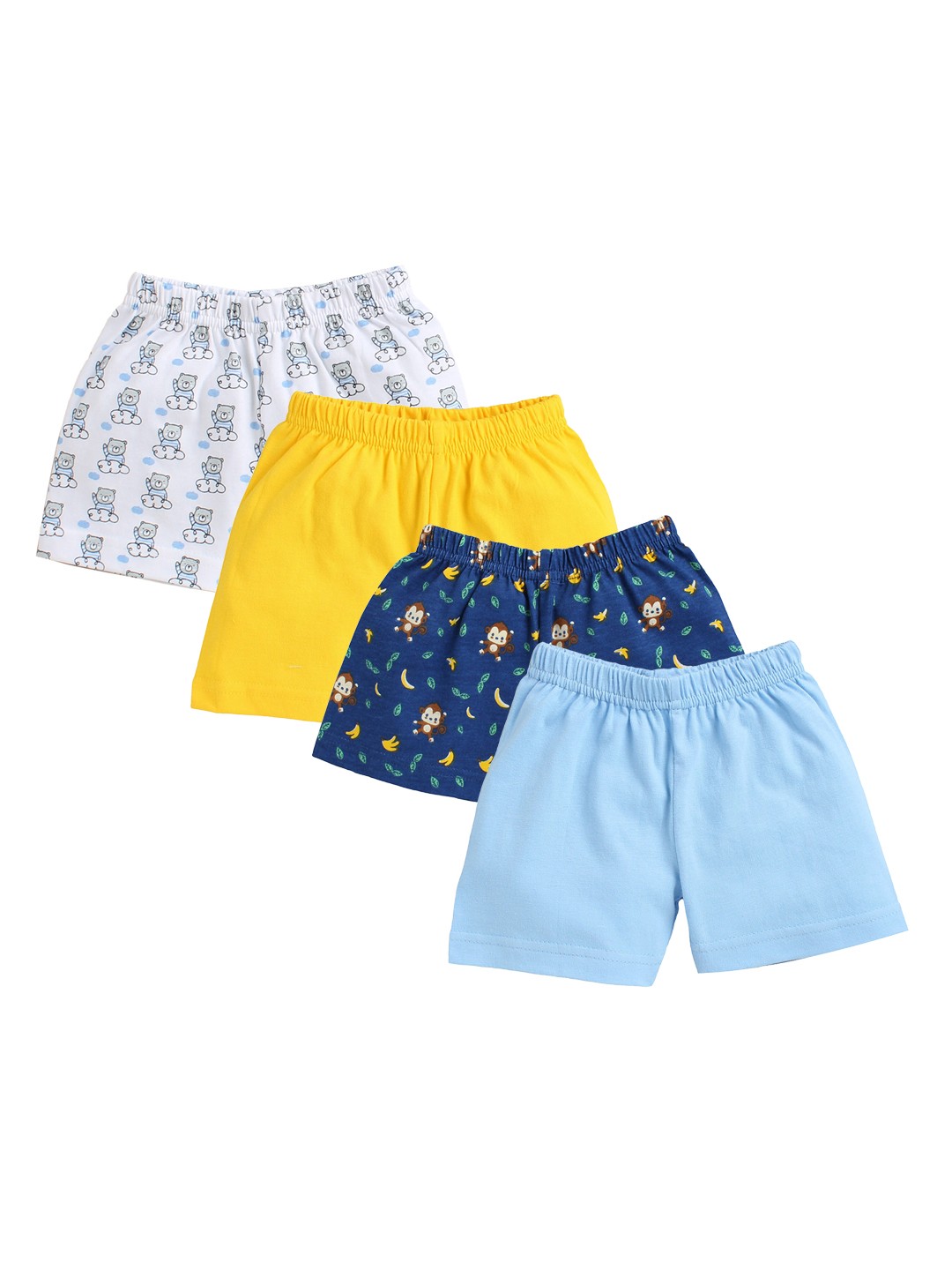 

BUMZEE Boys Pack of 4 Cotton Shorts, Yellow