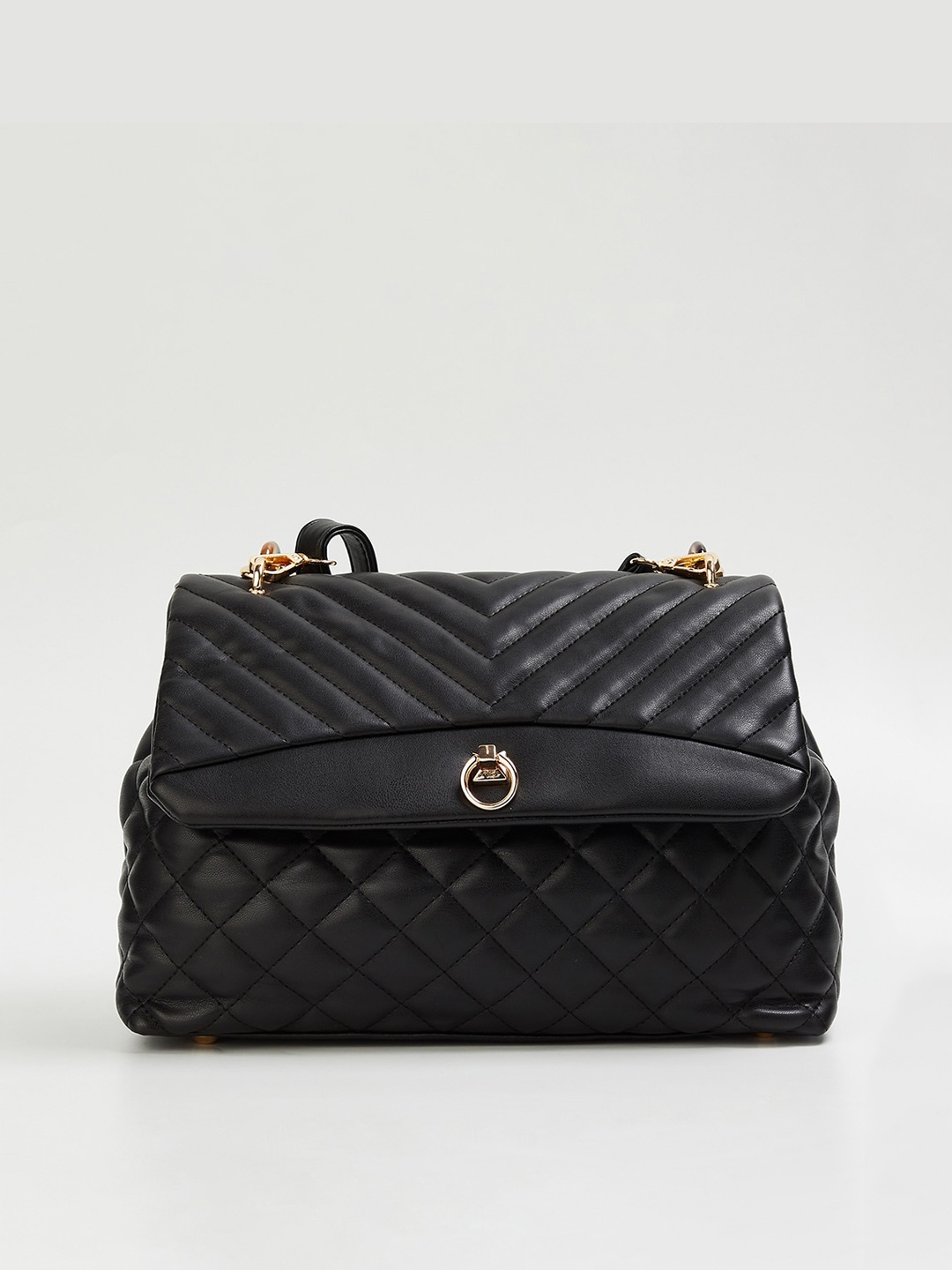 

CODE by Lifestyle Black Structured Sling Bag with Quilted