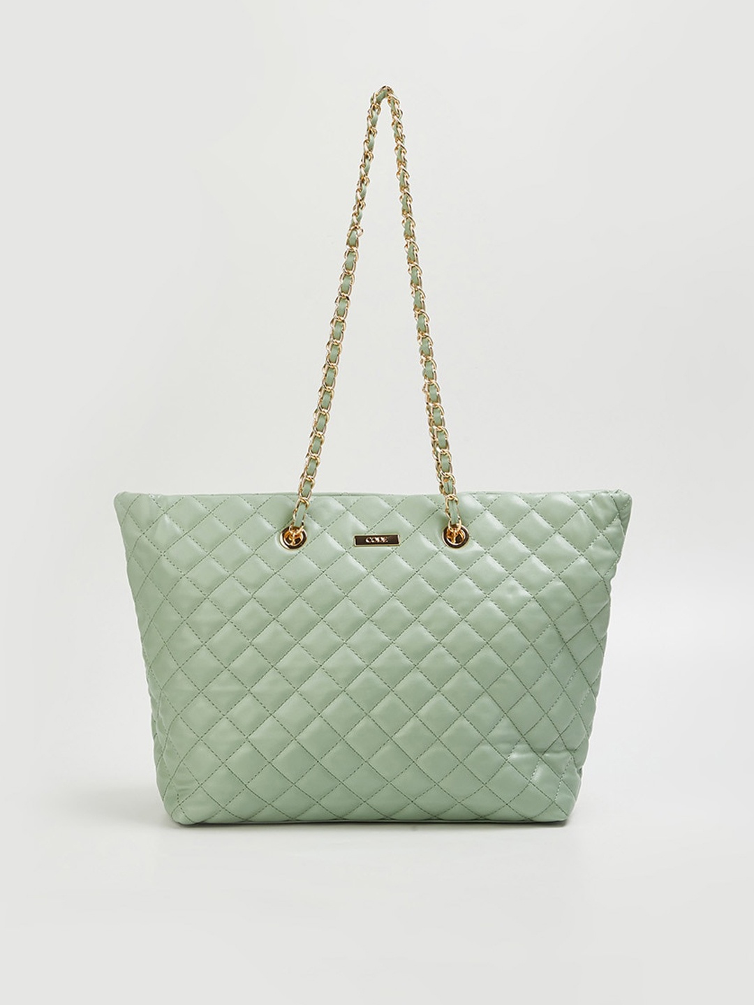 

CODE by Lifestyle Green Checked Structured Shoulder Bag with Quilted