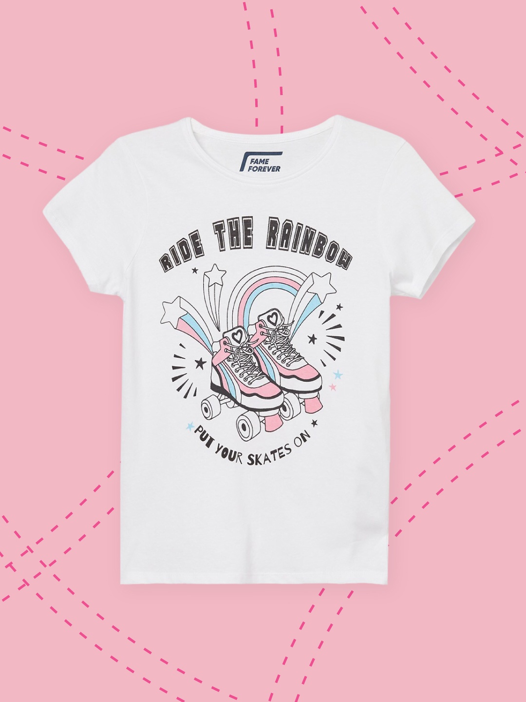 

Fame Forever by Lifestyle Girls White Print Pure Cotton Top