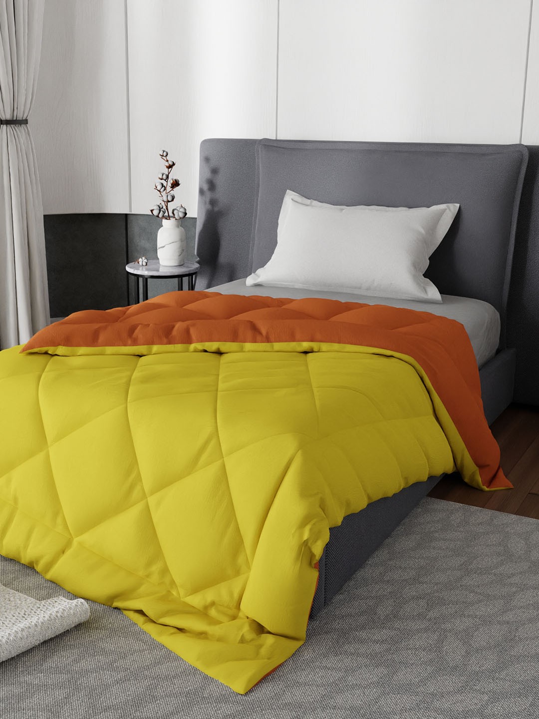 

Stoa Paris Orange & Yellow Solid AC Room 200 GSM Single Bed Reversible Comforter
