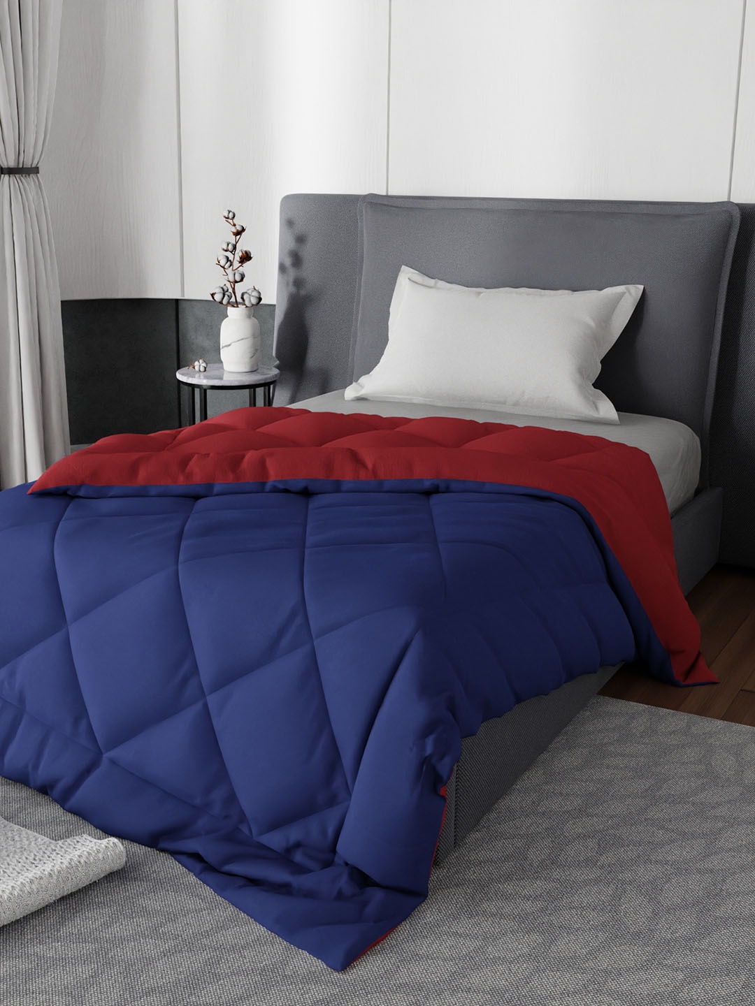 

Stoa Paris Red & Blue Solid AC Room 200 GSM Single Bed Reversible Microfiber Comforter