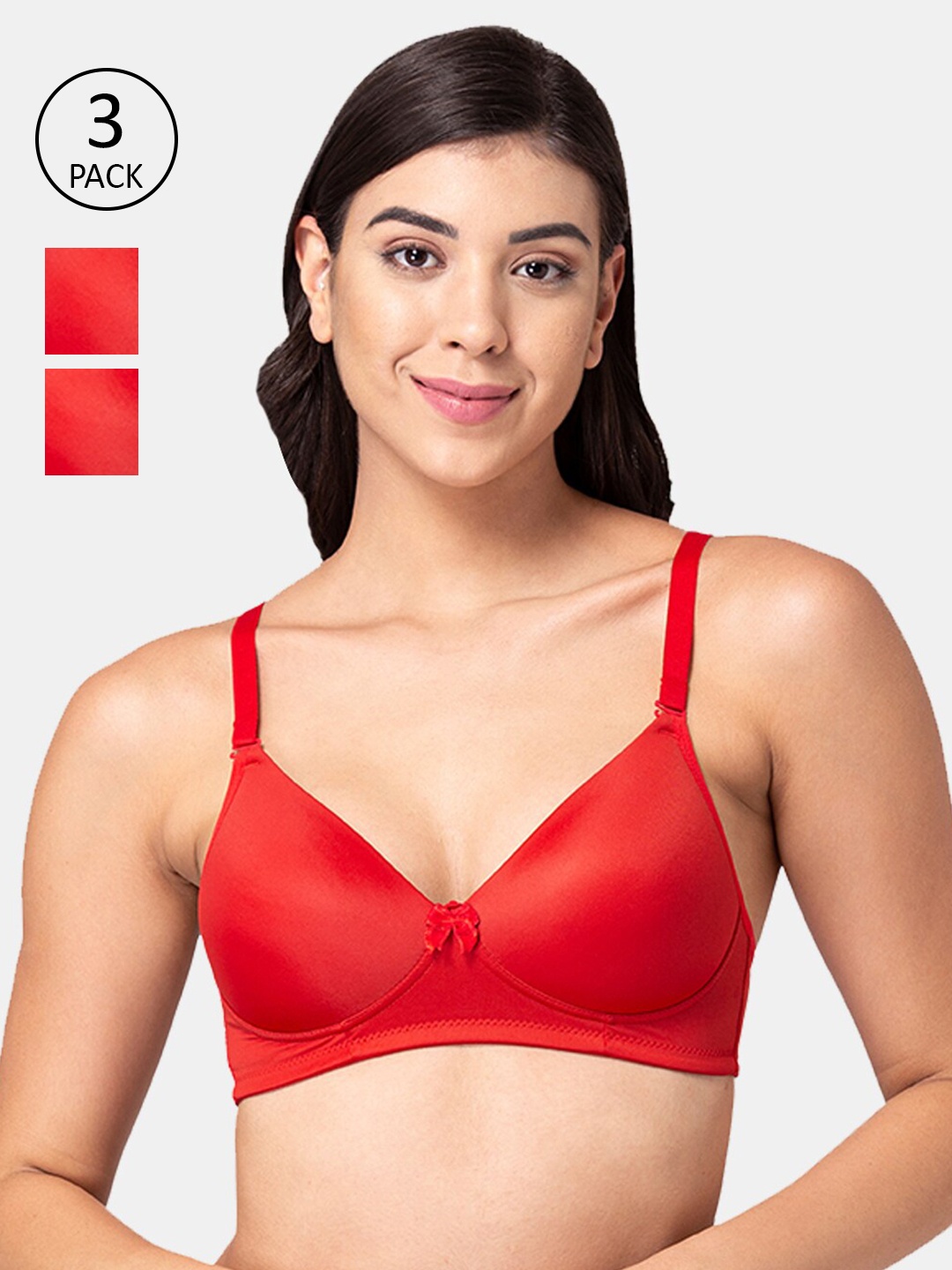 

Tweens Pack Of 3 Red Lightly-Padded Non-Wired T-Shirt Bra
