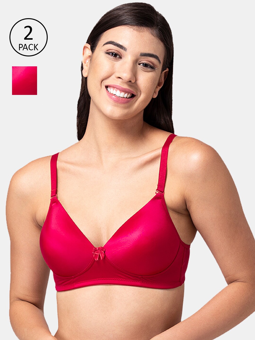 

Tweens Pack Of 2 Maroon Solid T-Shirt Bras - Wireless Lightly Padded