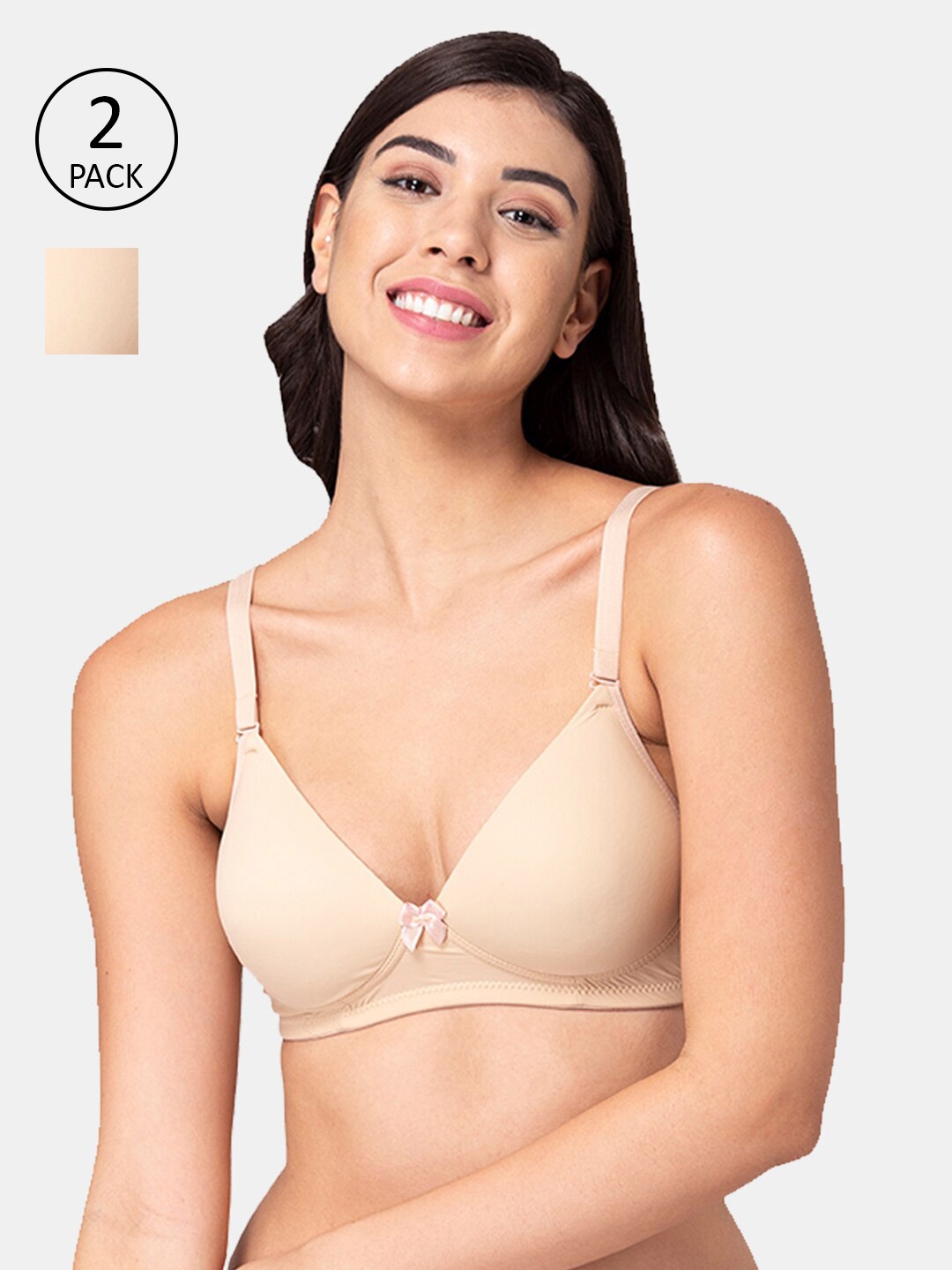 

Tweens Set Of 2 Beige Colourblocked Bra Lightly Padded