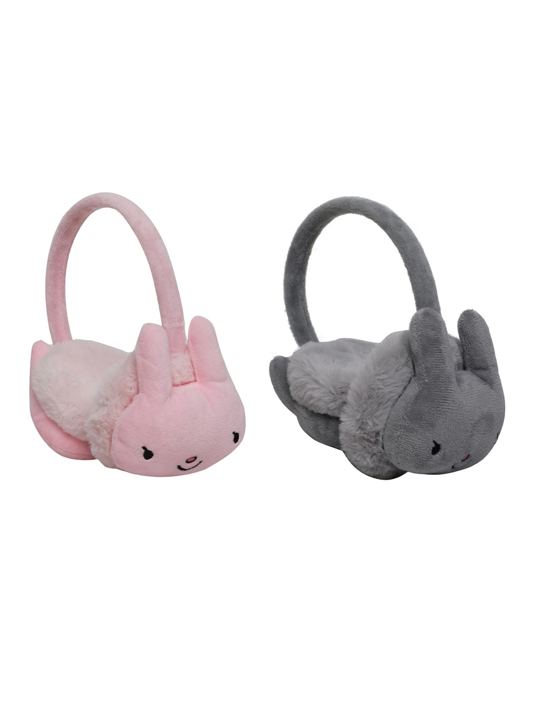 

FabSeasons Kids Pink & Grey Set of 2 Fur Ear Muffs