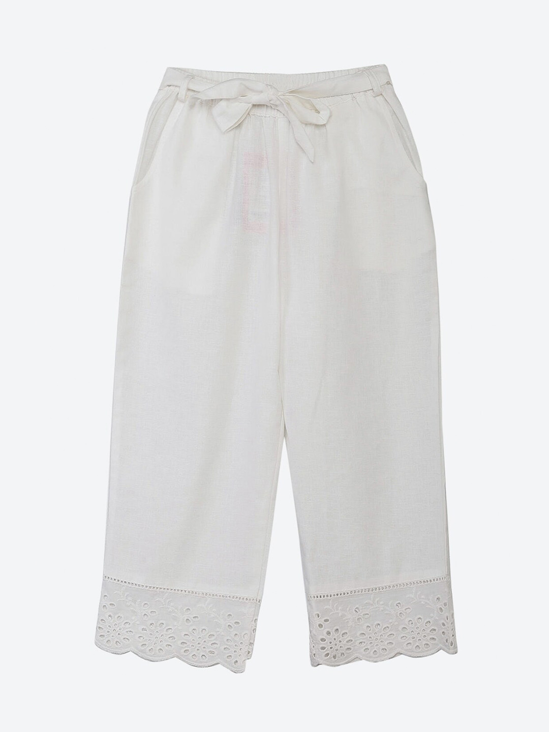 

Biba Girls White Cotton Palazzos