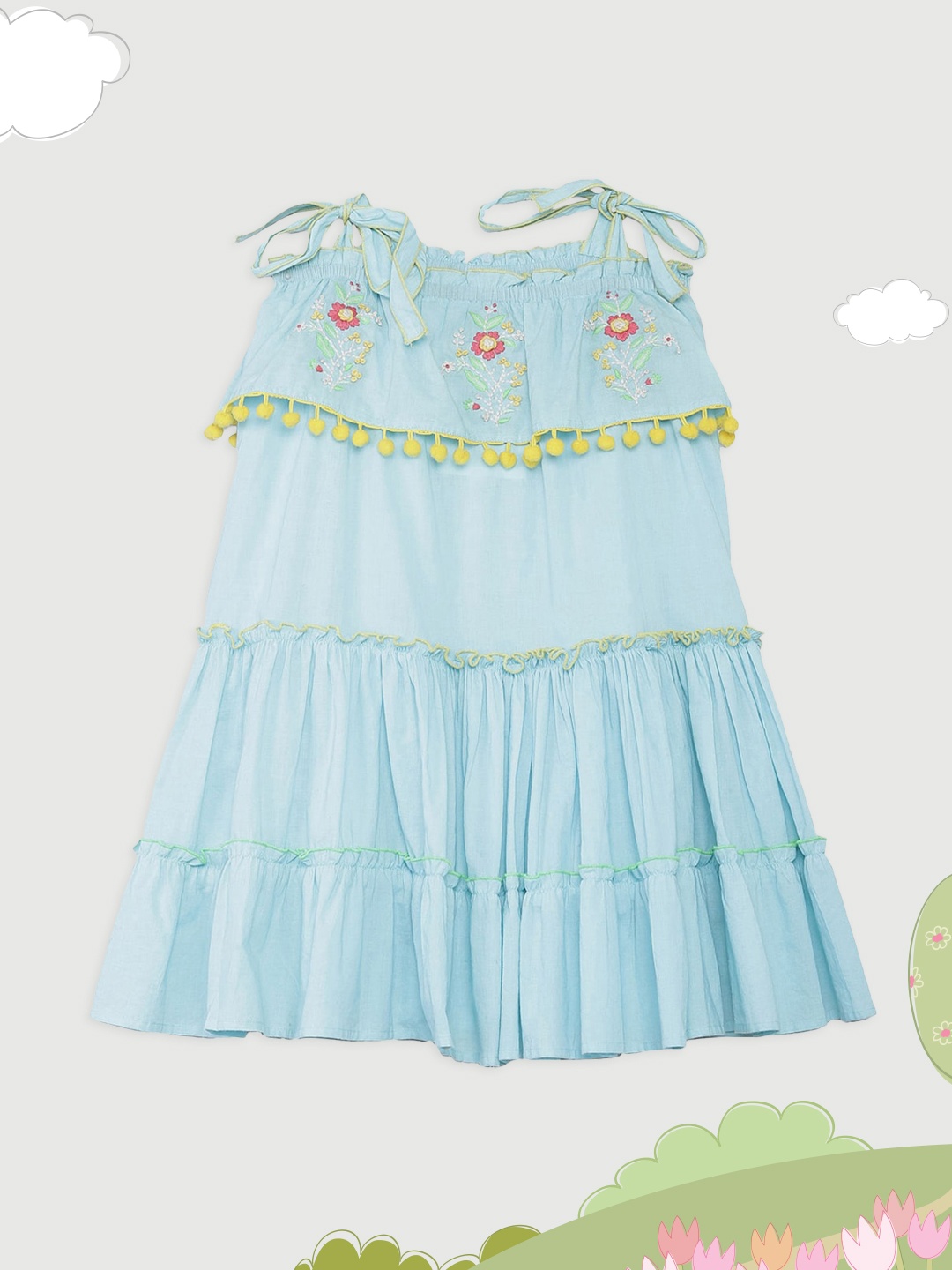 

Biba Girls Blue Ethnic A-Line Maxi Dress