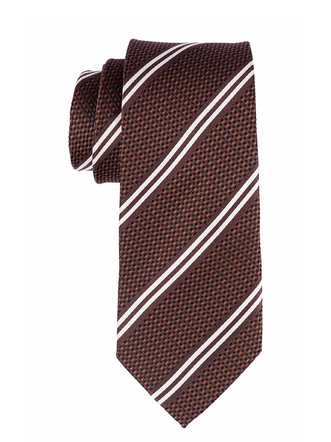 

The Tie Hub Men Brown & White Woven Design Skinny Tie