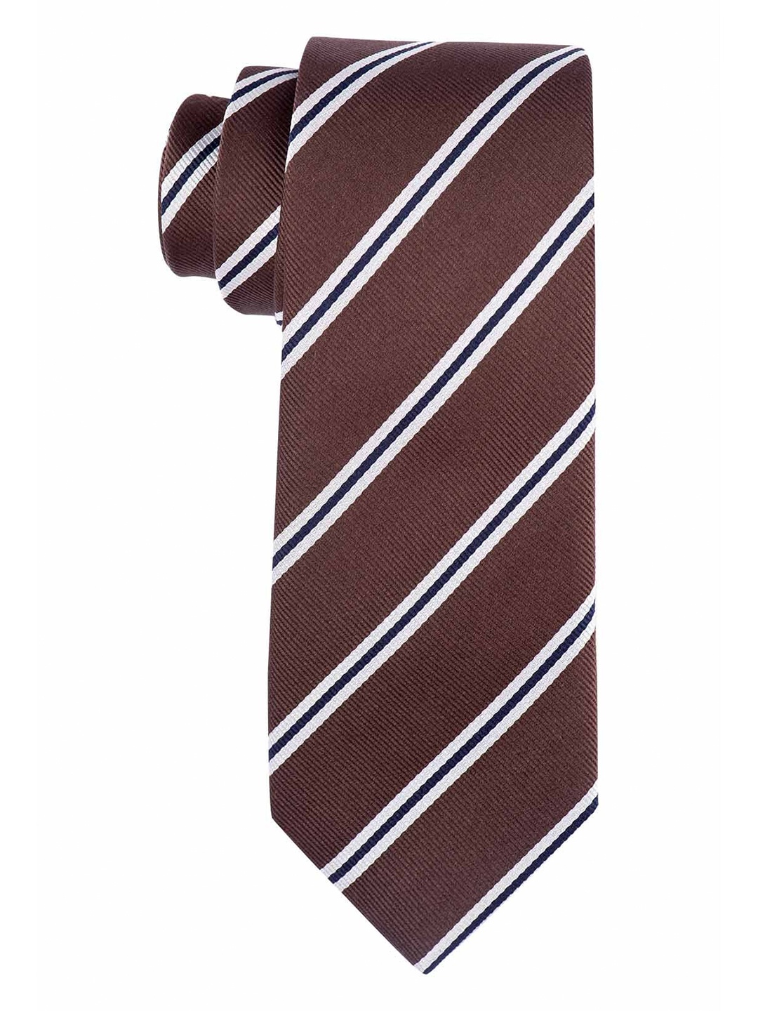 

The Tie Hub Men Brown & White Striped Broad Tie