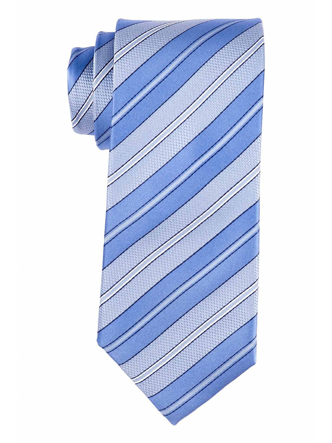 

The Tie Hub Men Striped Pure Silk Broad Tie, Blue