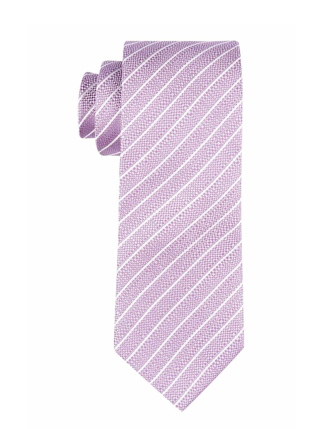 

The Tie Hub Men Pink & White Striped Silk Skinny Tie