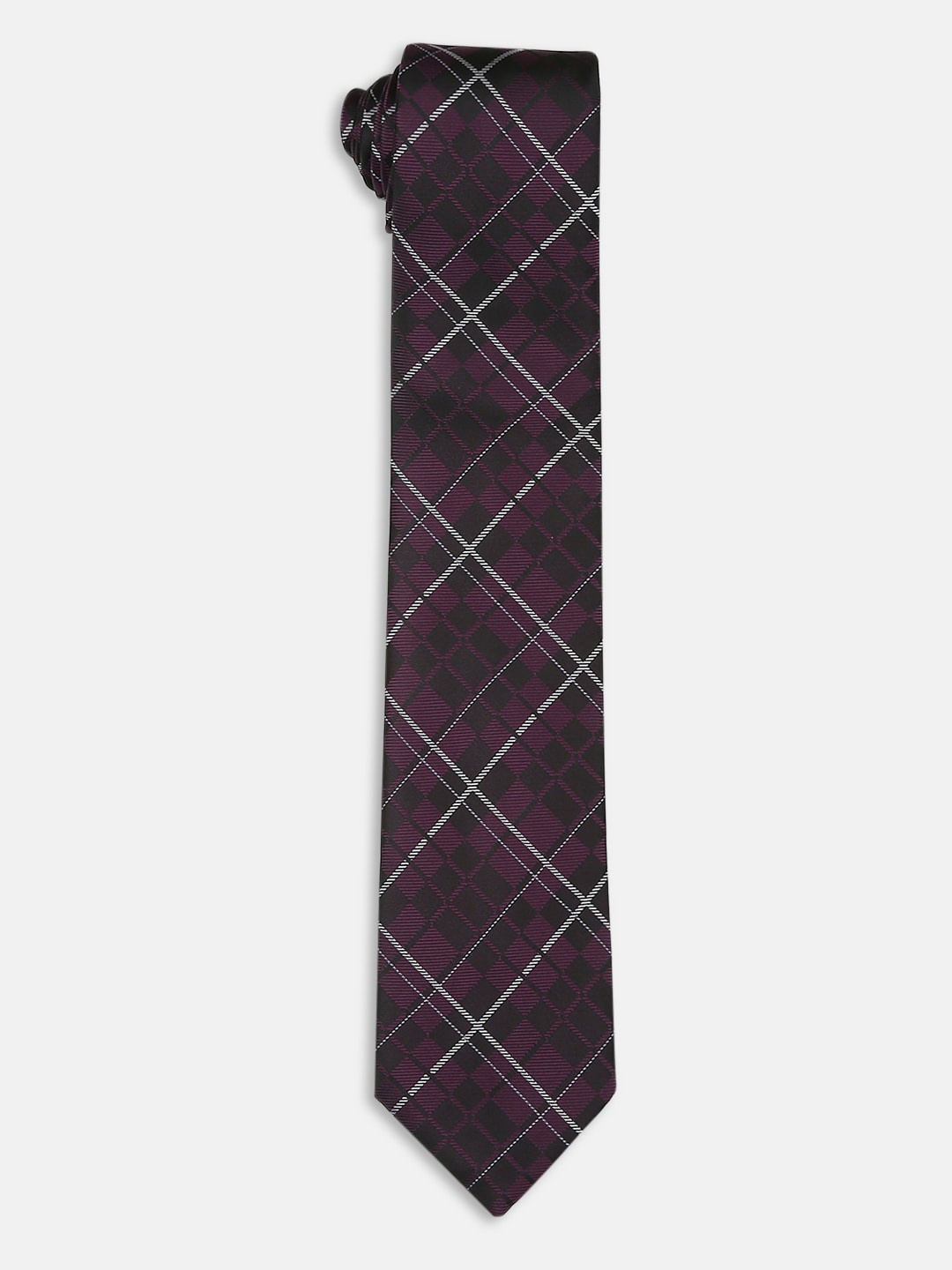 

Park Avenue Men Purple & White Woven Design Skinny Tie