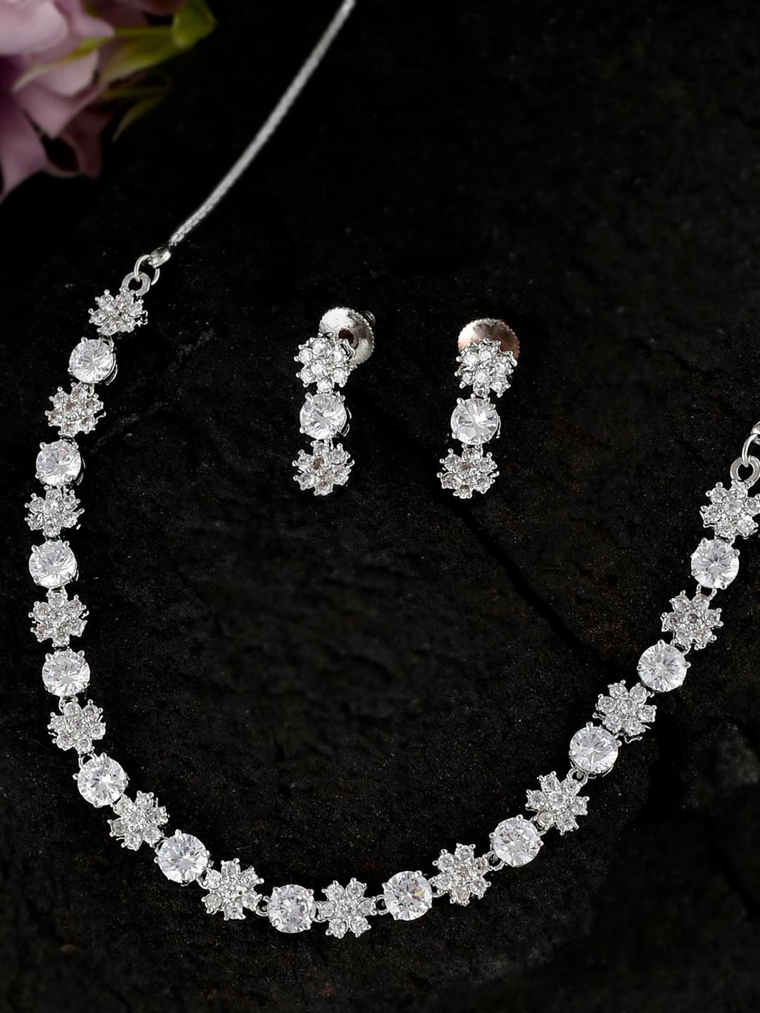 

Shoshaa Silver-Plated & CZ-Studded Jewellery Set
