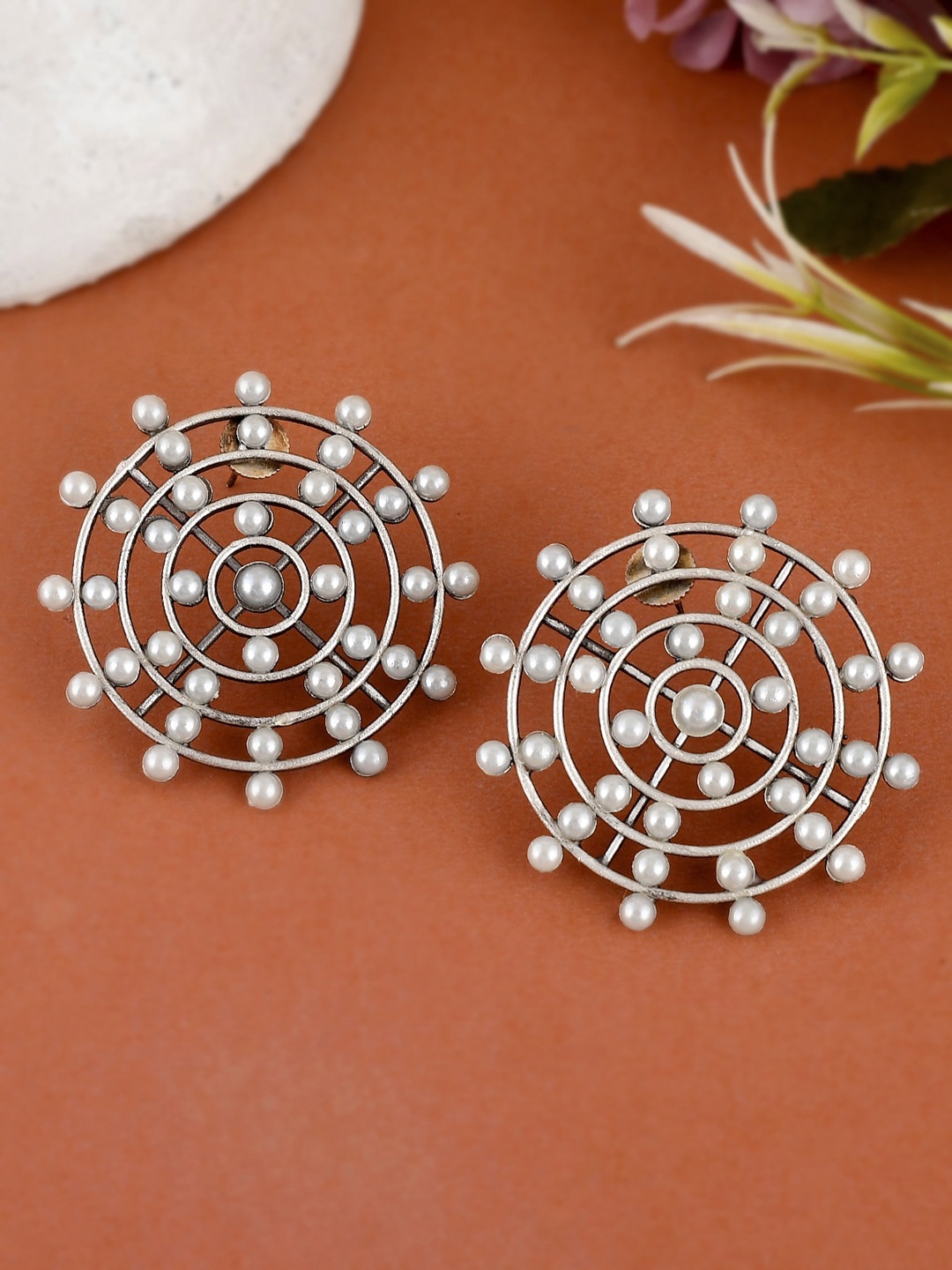 

Shoshaa Silver-Toned Contemporary Studs Earrings