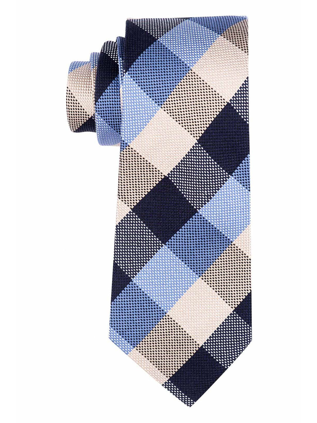 

The Tie Hub Men Checked Pure Silk Broad Tie, Black