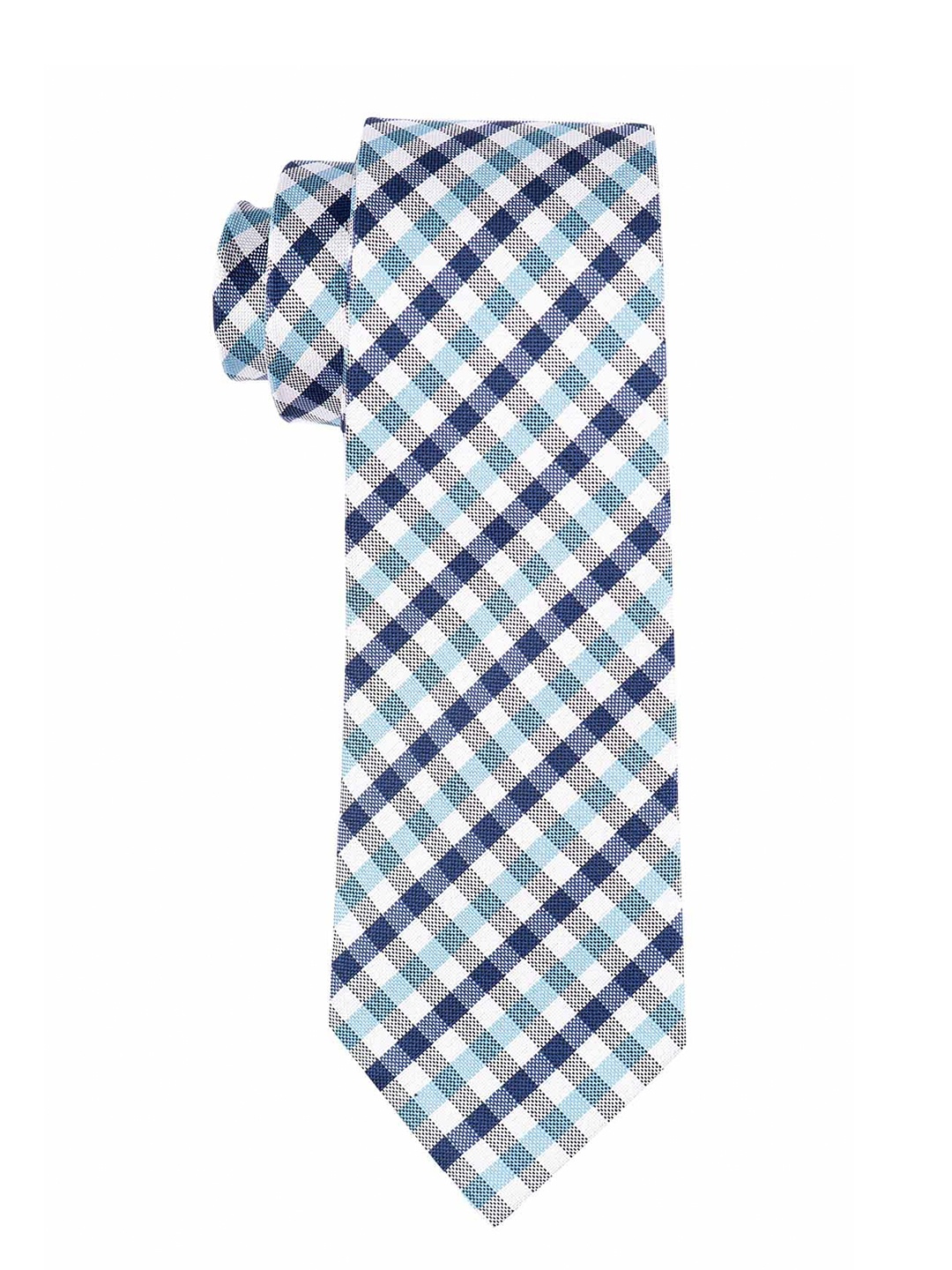 

The Tie Hub Men Blue & White Silk Checked Broad Tie