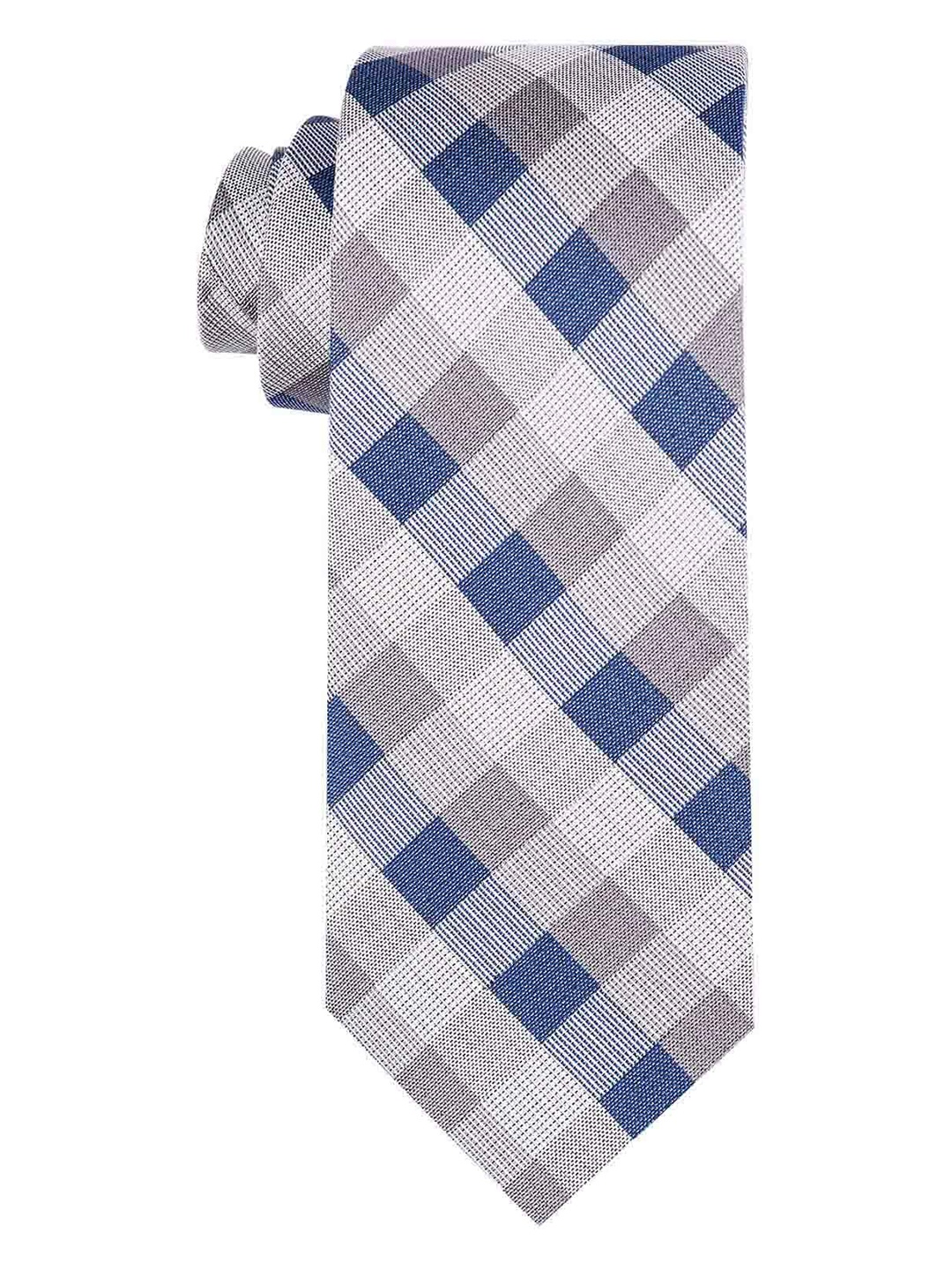 

The Tie Hub Men Grey & Blue Checked Pure Silk Skinny Tie
