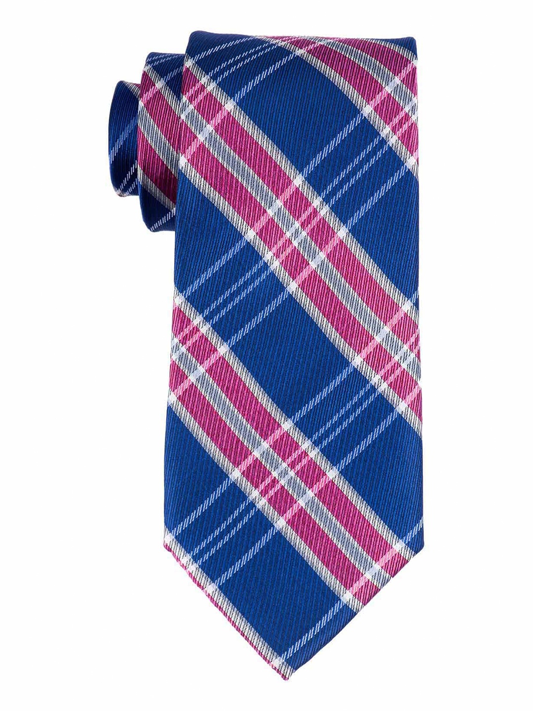 

The Tie Hub Men Checked Skinny Pure Silk Tie, Blue
