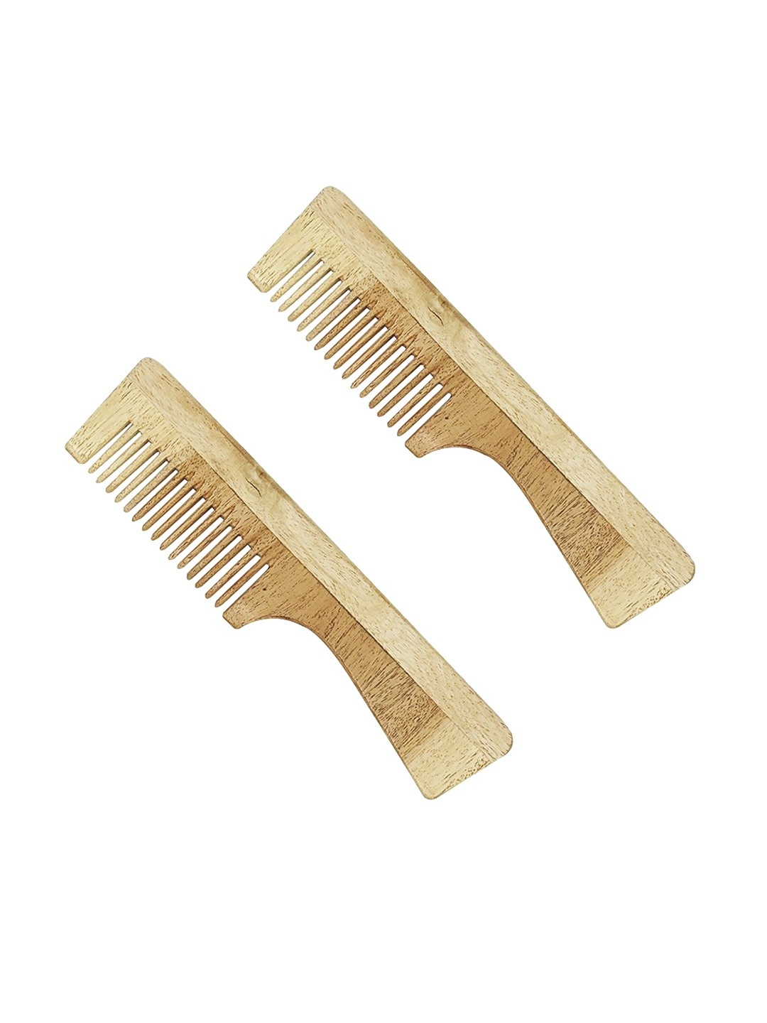 

Sanfe Beige Set Of 2 Selfly Half Wooden Hair Scalp Massager Comb