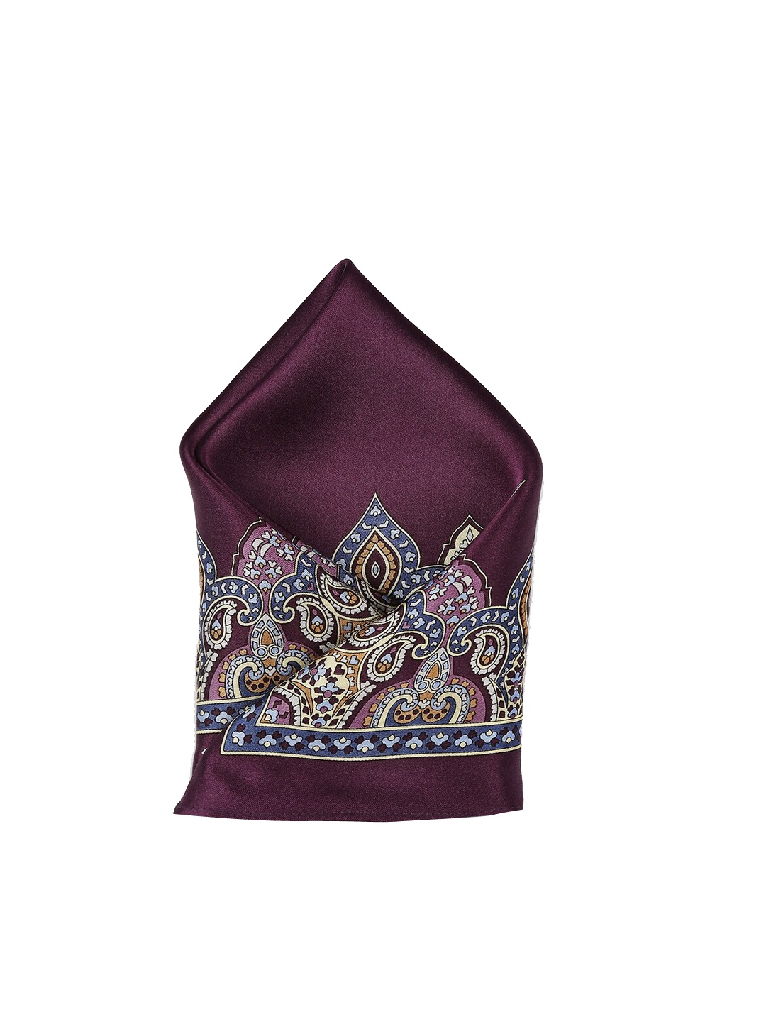 

Park Avenue Men Burgundy & Blue Printed Silk Pocket Square