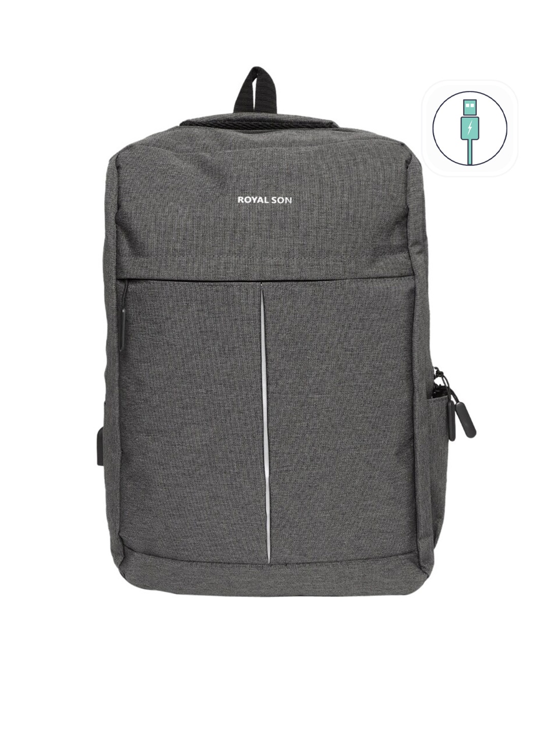 

ROYAL SON Grey Backpack with USB Charging Port