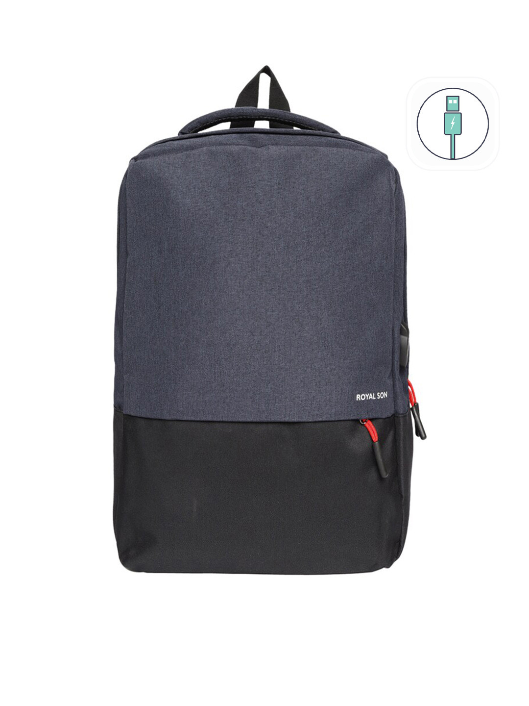 

ROYAL SON Blue & Black Laptop Backpack With USB Charging Port