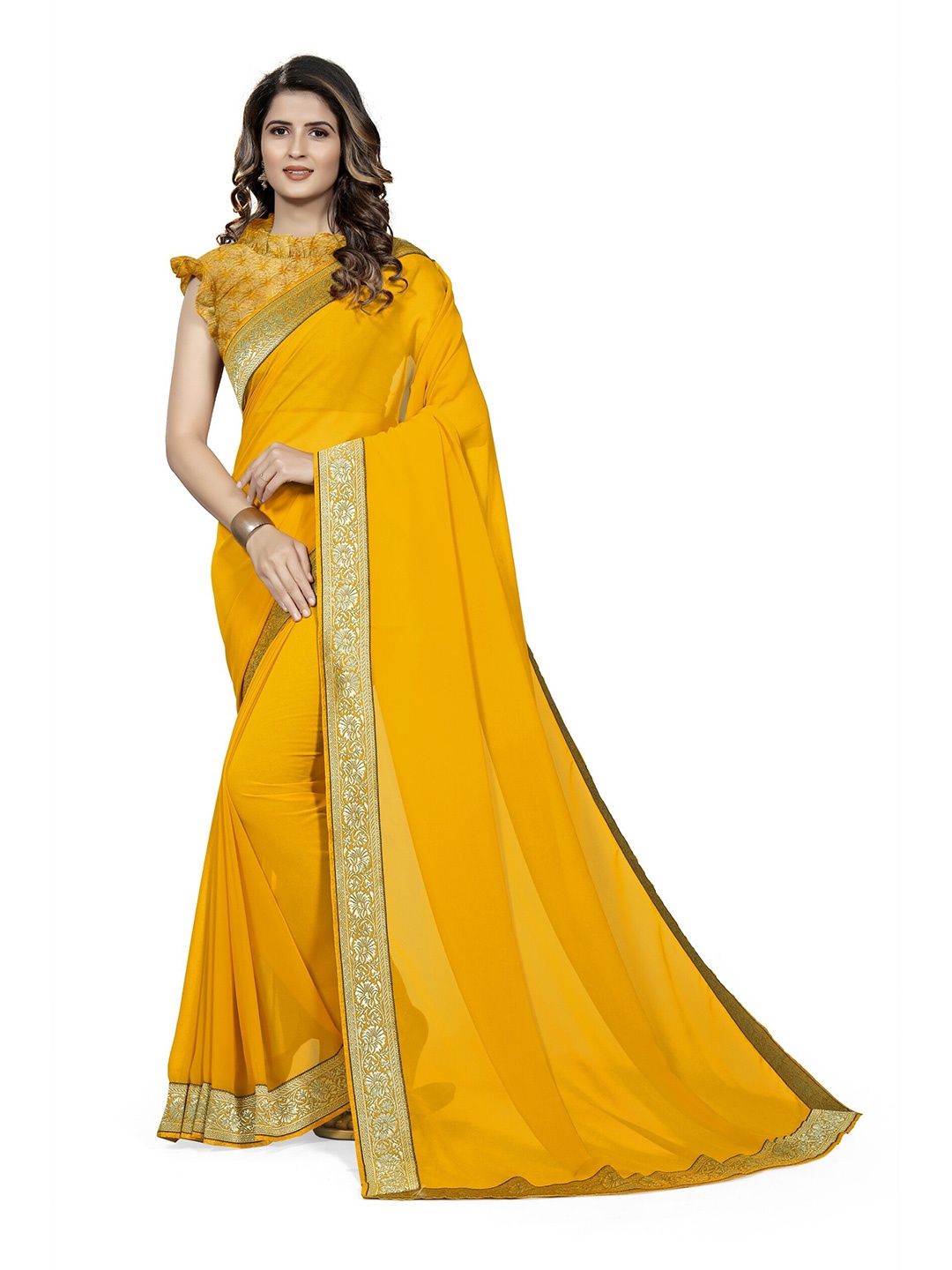 

KALINI Mustard & Gold-Toned Saree