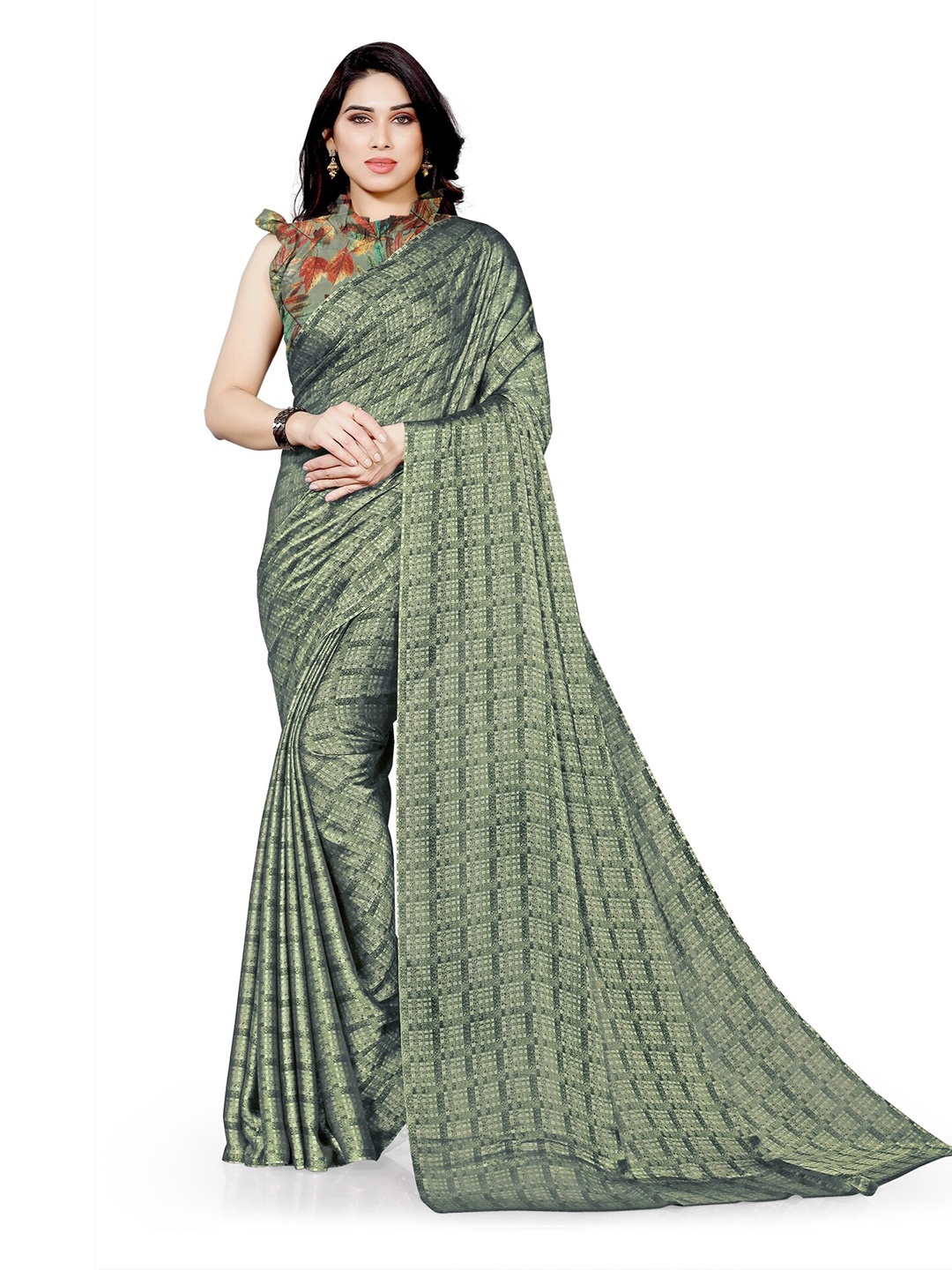 

KALINI Green Checked Saree