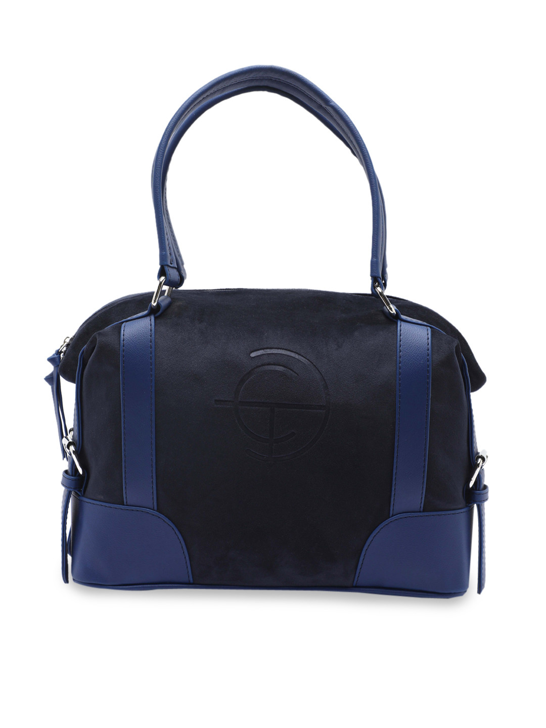 

Clotche Black & Blue PU Structured Handheld bag with Buckle Detailing