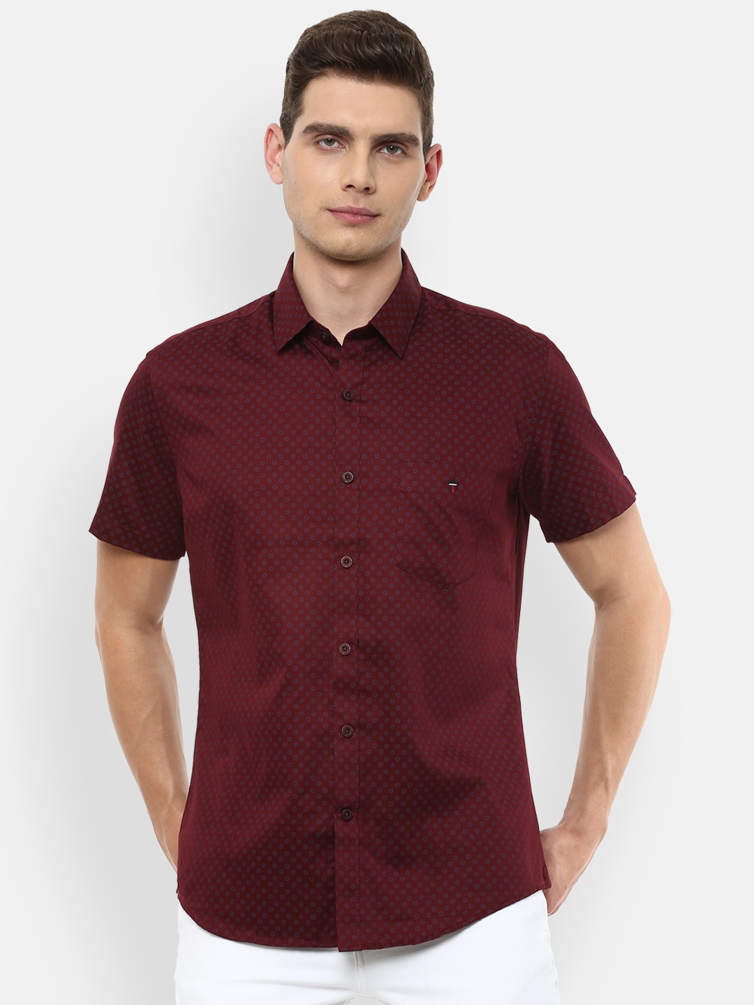 

Louis Philippe Sport Men Maroon Slim Fit Printed Cotton Casual Shirt