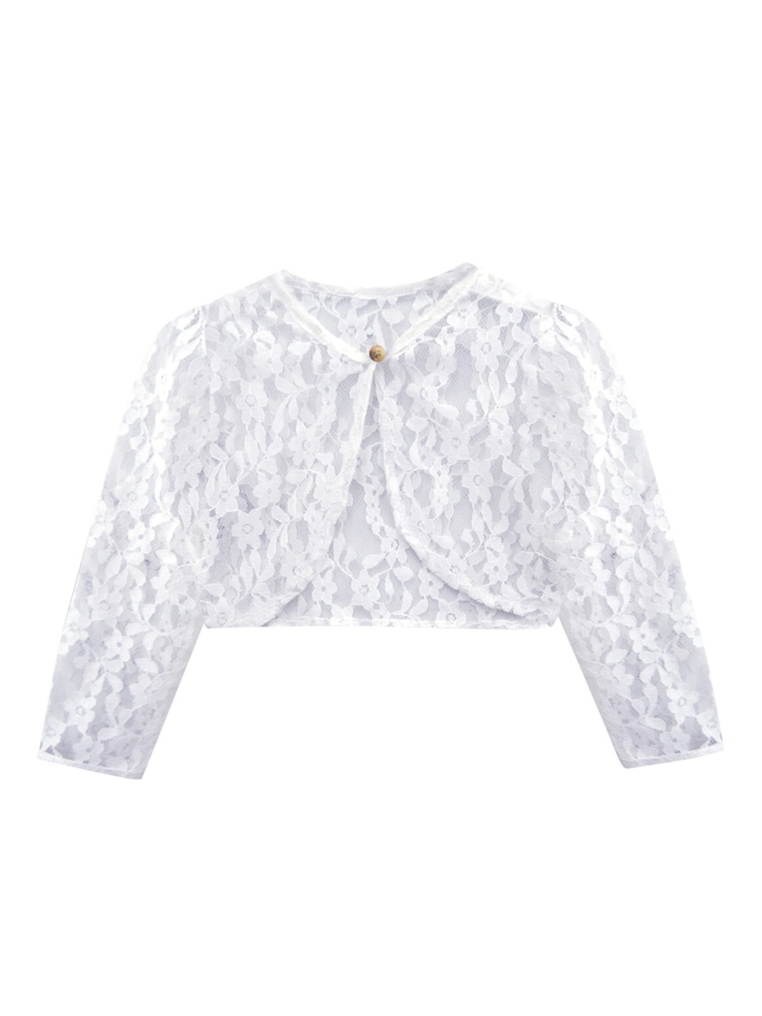 

A T U N Girls White Party Nylon Crop Shrug