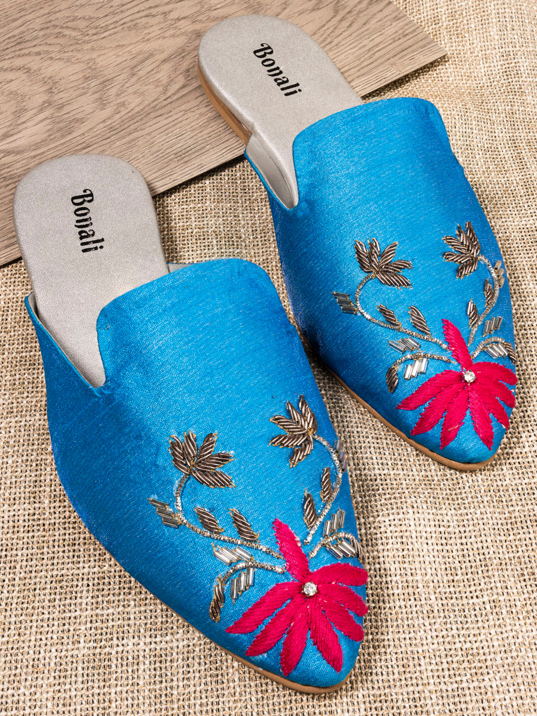 

BONALI Women Blue Embellished Mules