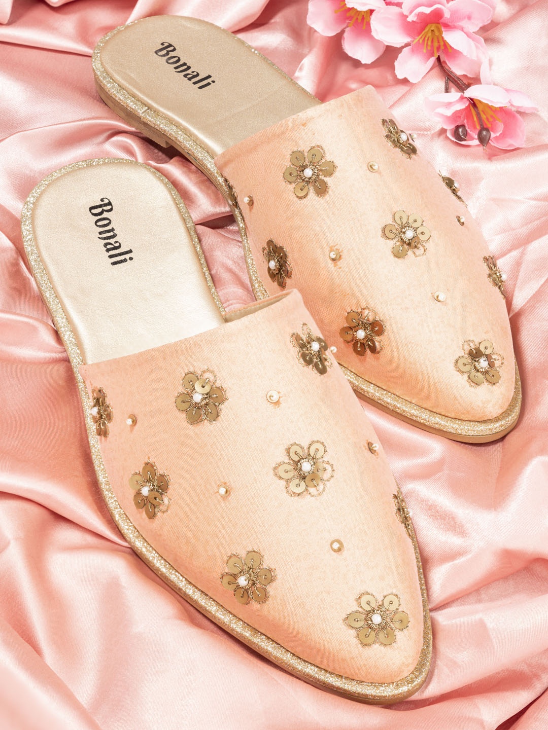 

BONALI Women Peach-Coloured Embellished Mules