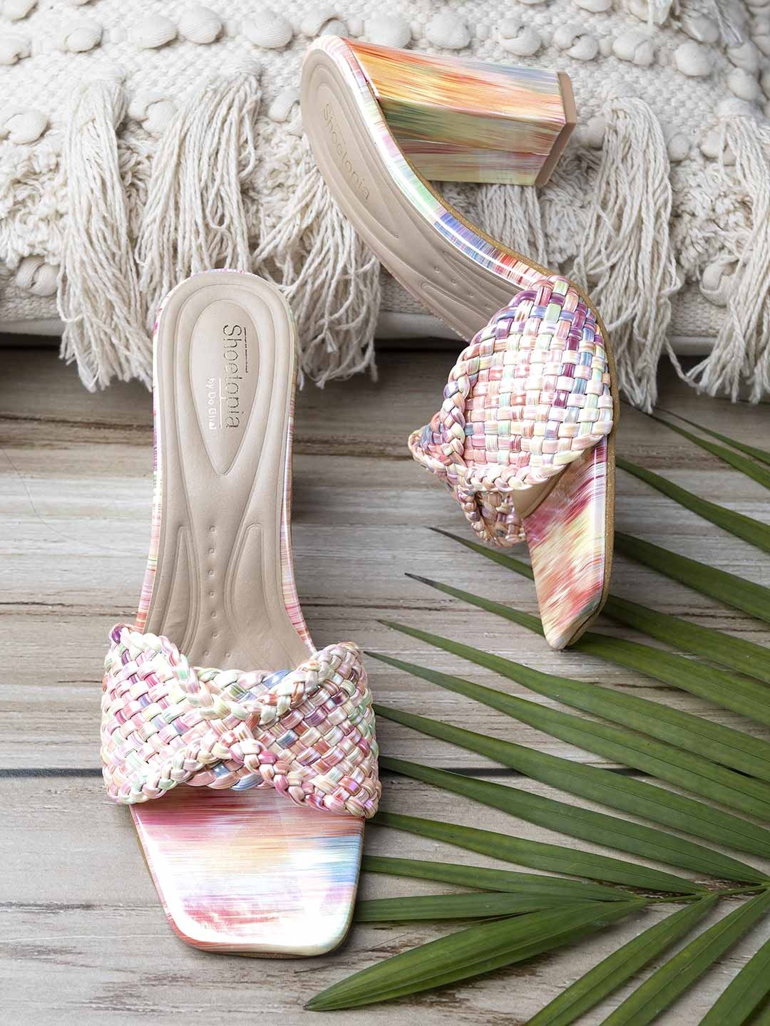 

Shoetopia Multicoloured Block Sandals, Multi