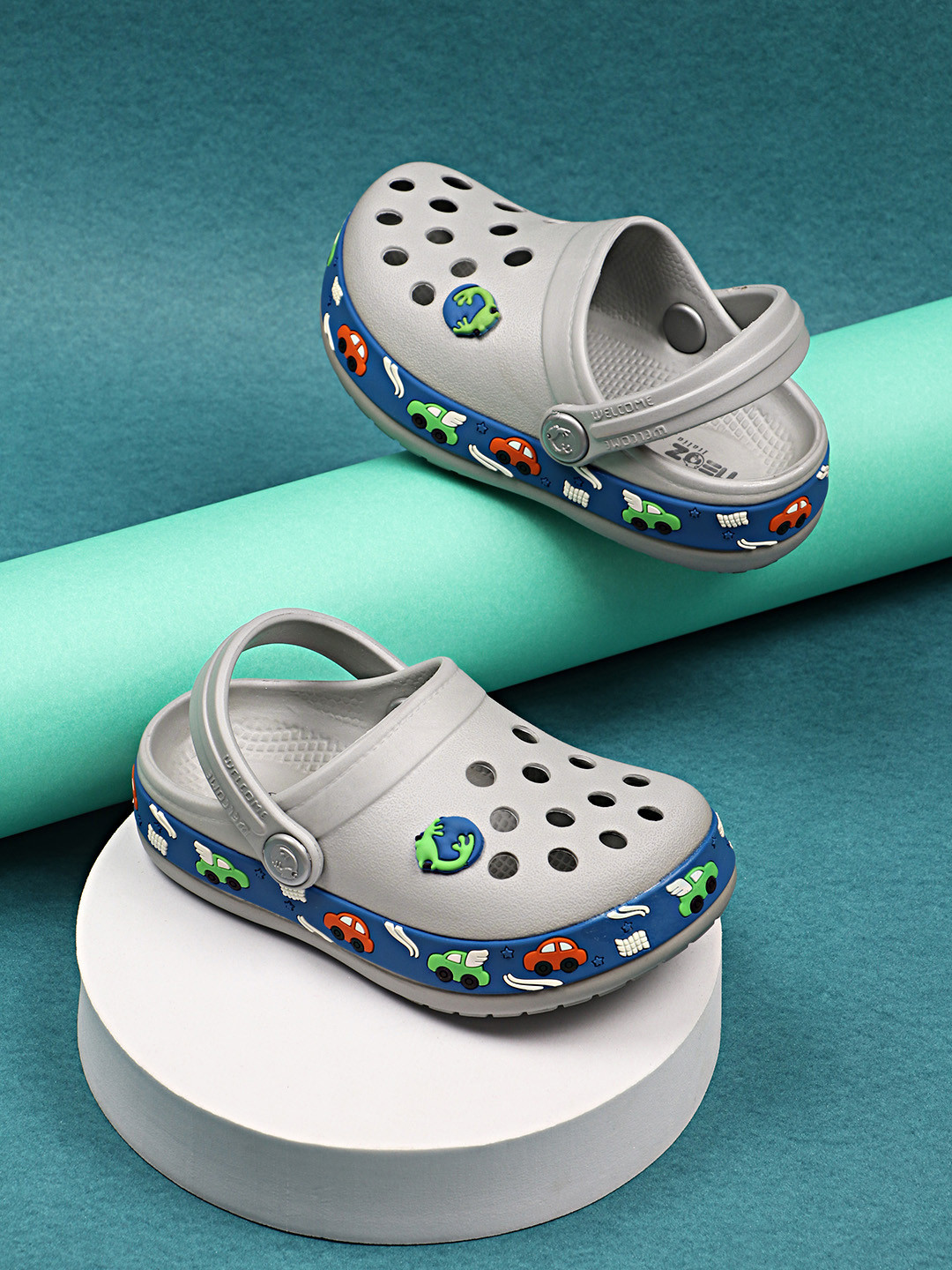 

NEOZ Boys Grey & Blue Rubber Clogs
