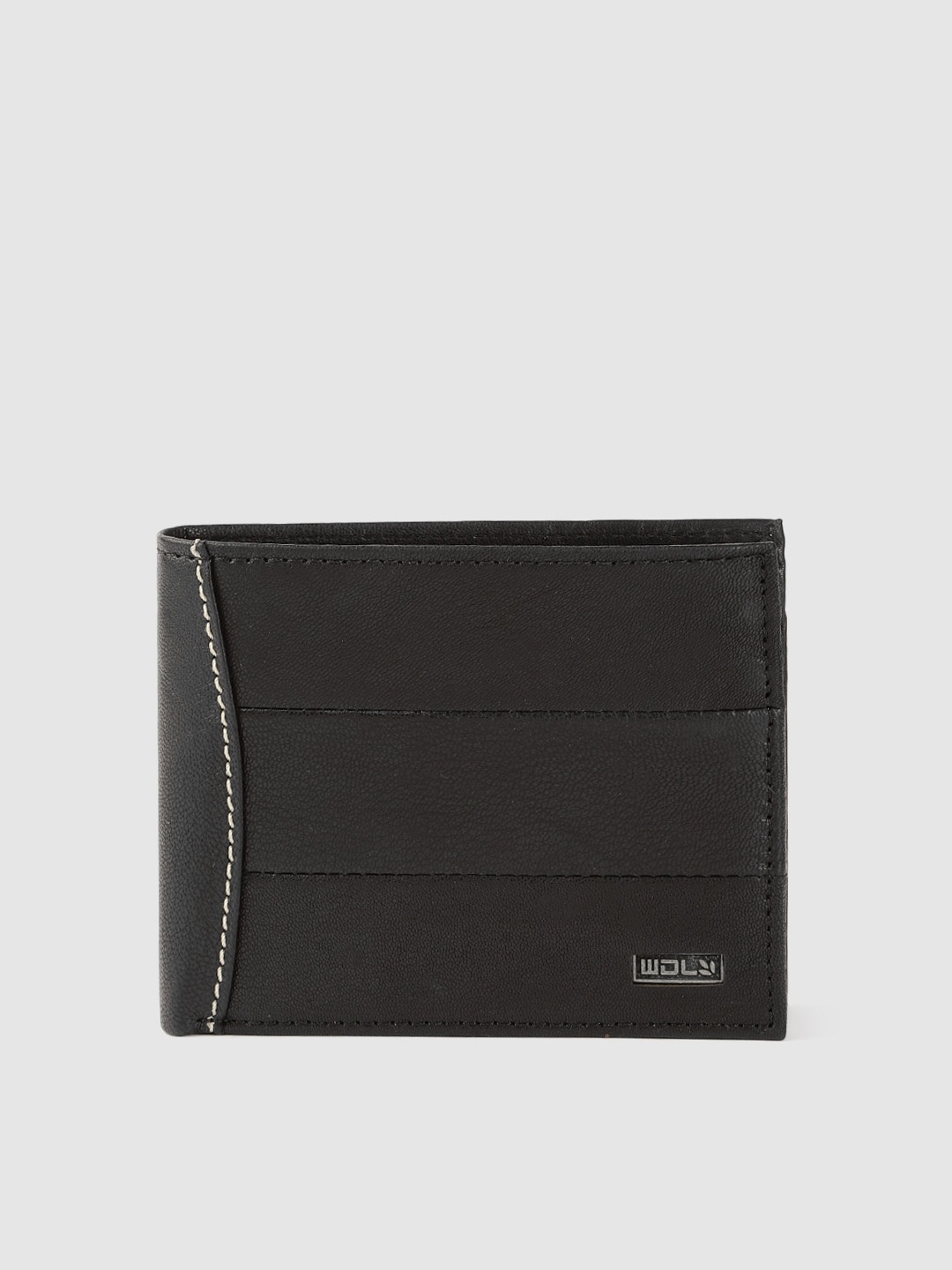 

Woodland Men Black Quilted Leather Two Fold Wallet