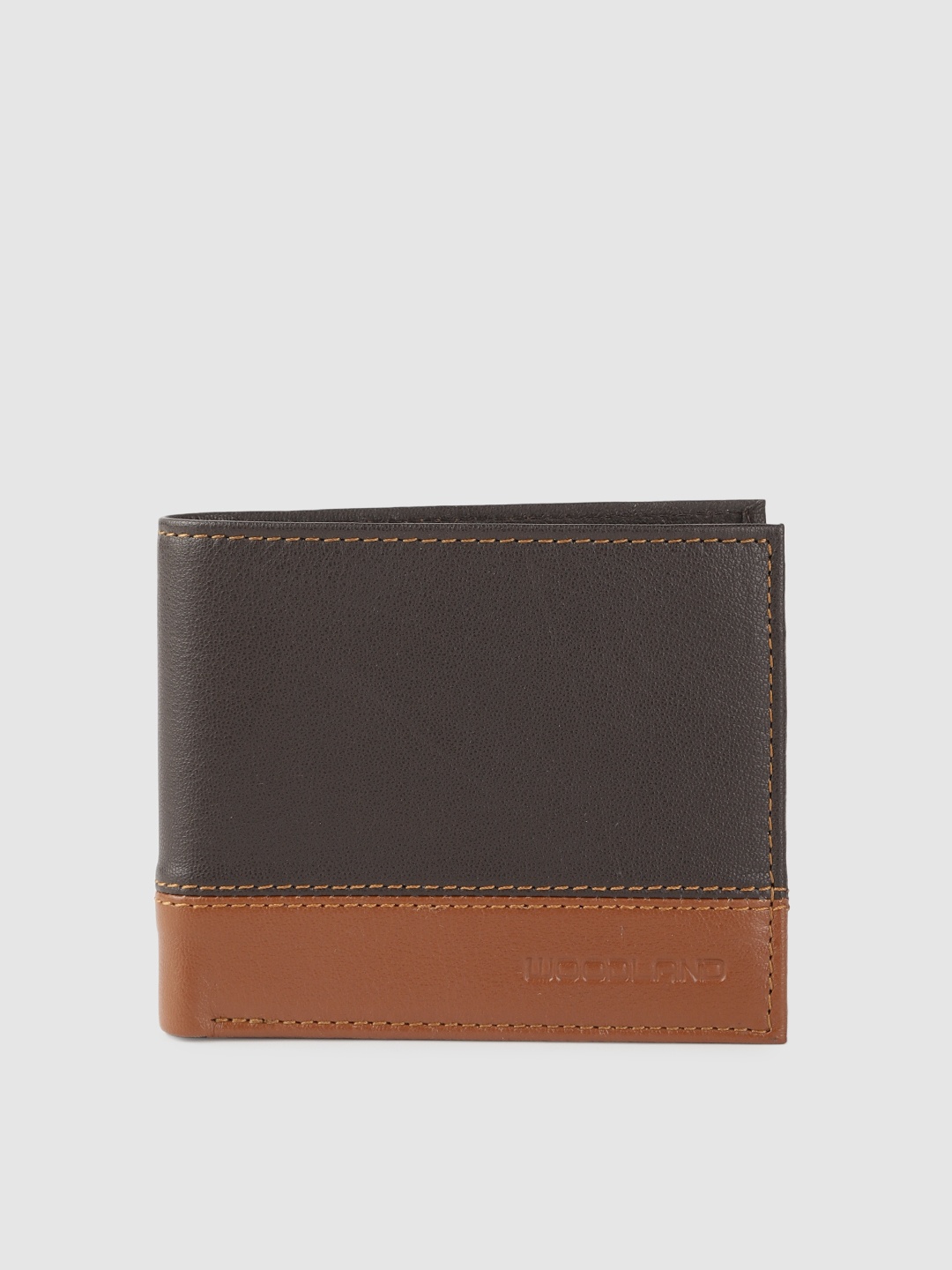 

Woodland Men Brown Colourblocked Leather Two Fold Wallet