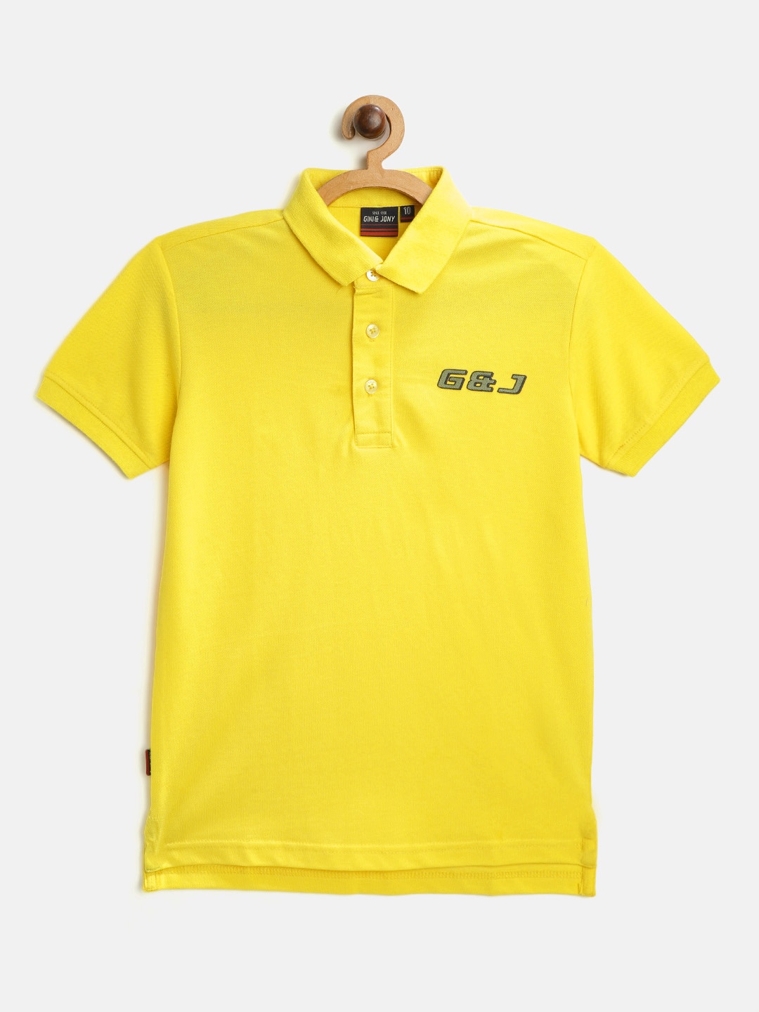 

Gini and Jony Boys Yellow Cotton Solid Polo Collar T-shirt